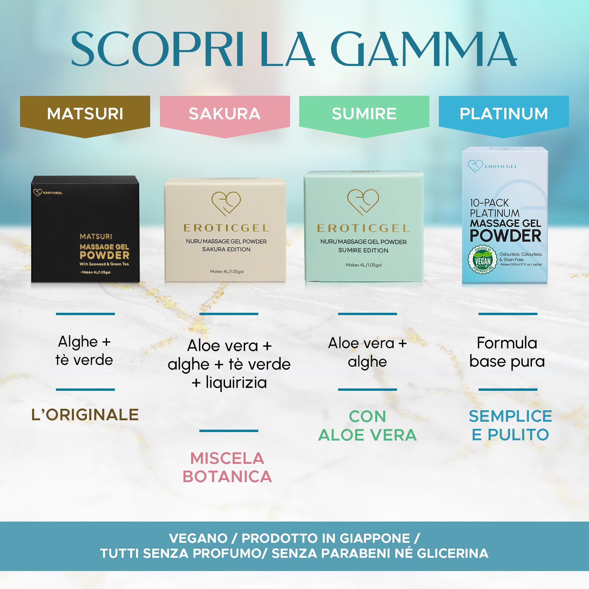 Polvere Gel da Massaggio Nuru Edizione Platinum 500g Bulk Professionale, Formula Neutra, Miscele Personalizzate, Stile Giapponese, Vegano, Senza Profumo, Resa fino a 50 Litri