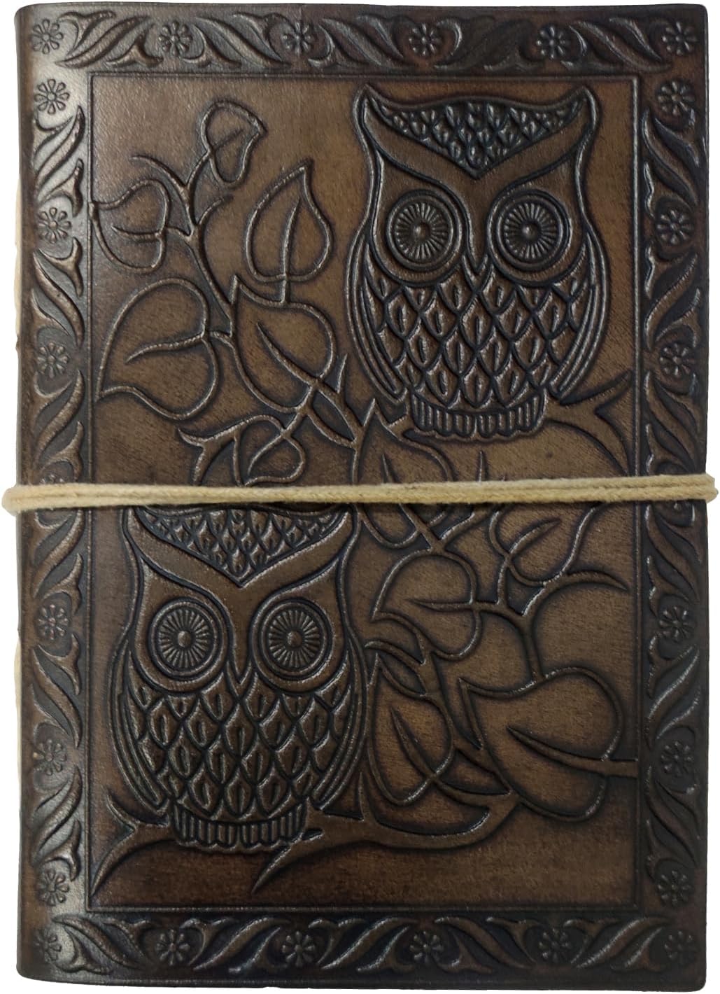Purpledip Leather Diary/Journal/Notebook 'Guardian Owls' With Naturally Treated Paper; Corporate Gift Or Personal Memoir (10763)