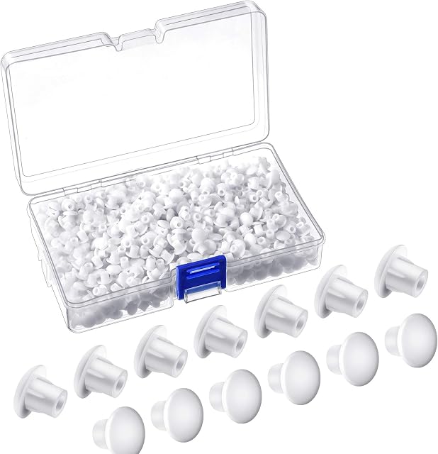 500 Pieces 5 Millimetres Plastic Hole Plugs 3/16 Inches Round Button Plugs Screw Cap White Drilling Cover Plugs for Cabinet Cupboard Shelves