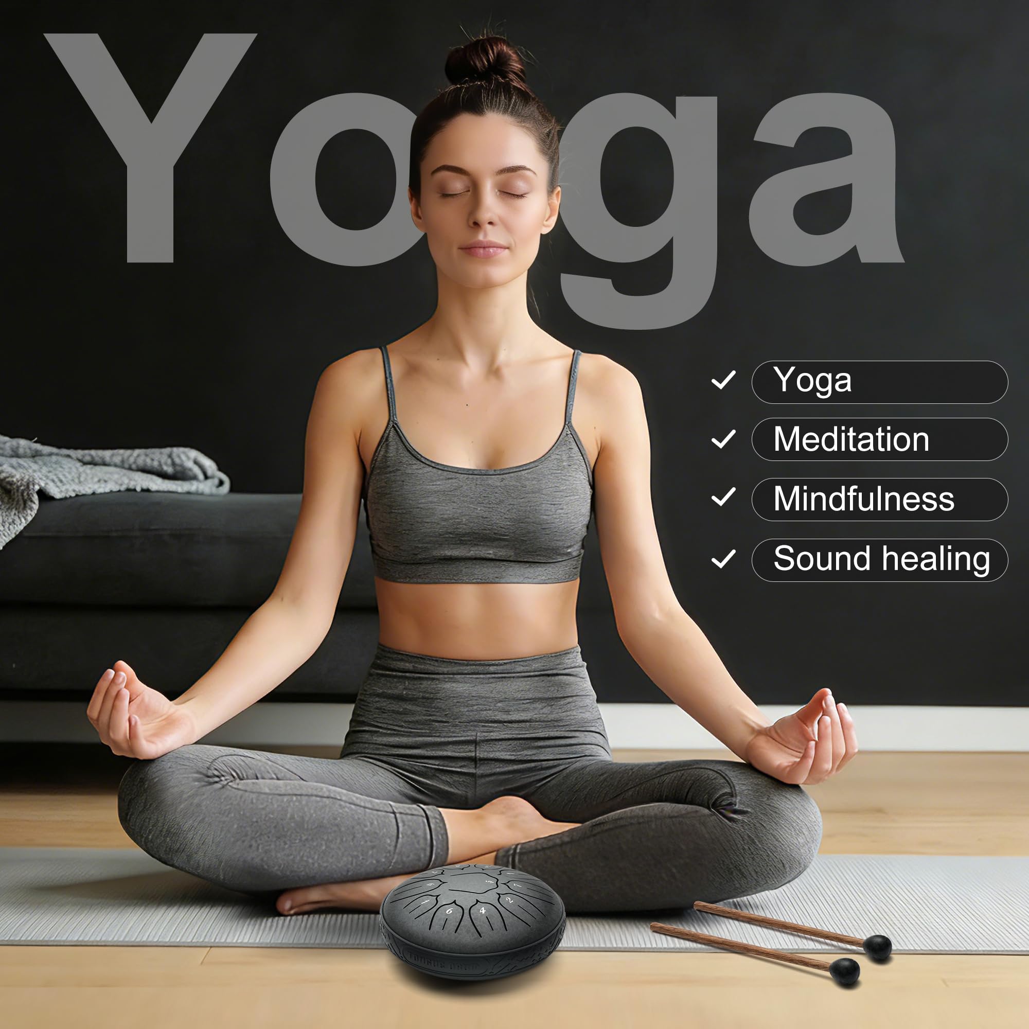 Tambour à langue en acier de 11 notes de 15,2 cm avec clé en D, instrument de percussion pour méditation, divertissement, éducation musicale, concert, guérison, yoga