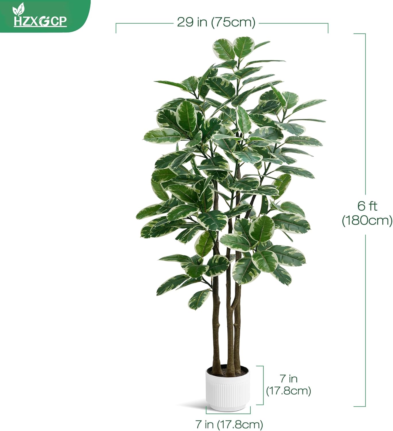 Faux Fiddle Leaf Fig Tree, 6ft Faux Plant Fake Ficus Silk Trees with White Planter, Artificial Fig Trees Floor Plants for House Office Living Room Indoor Home Decor (fig Tree) - Image 2