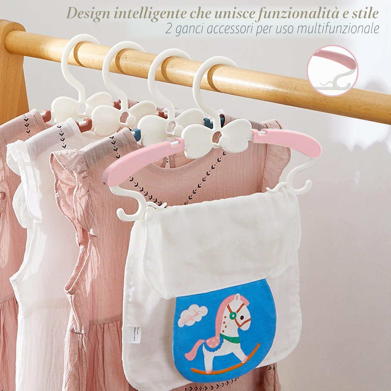 WJWSKI Grucce Bambini 20pcs Impilabili Anti-Scivolo Rosa Bianco