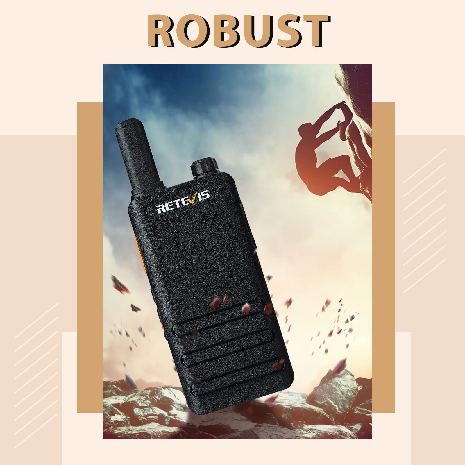 Retevis RT622P Walkie Talkie Leggero, PMR446 Radio Walkie Talkie Ricaricabile USB C, 1620mAh, VOX Radio Vivavoce Portatile a 2 Vie con Auricolare per la Famiglia, Vendita al Dettaglio (2 Pezzi, Nero)