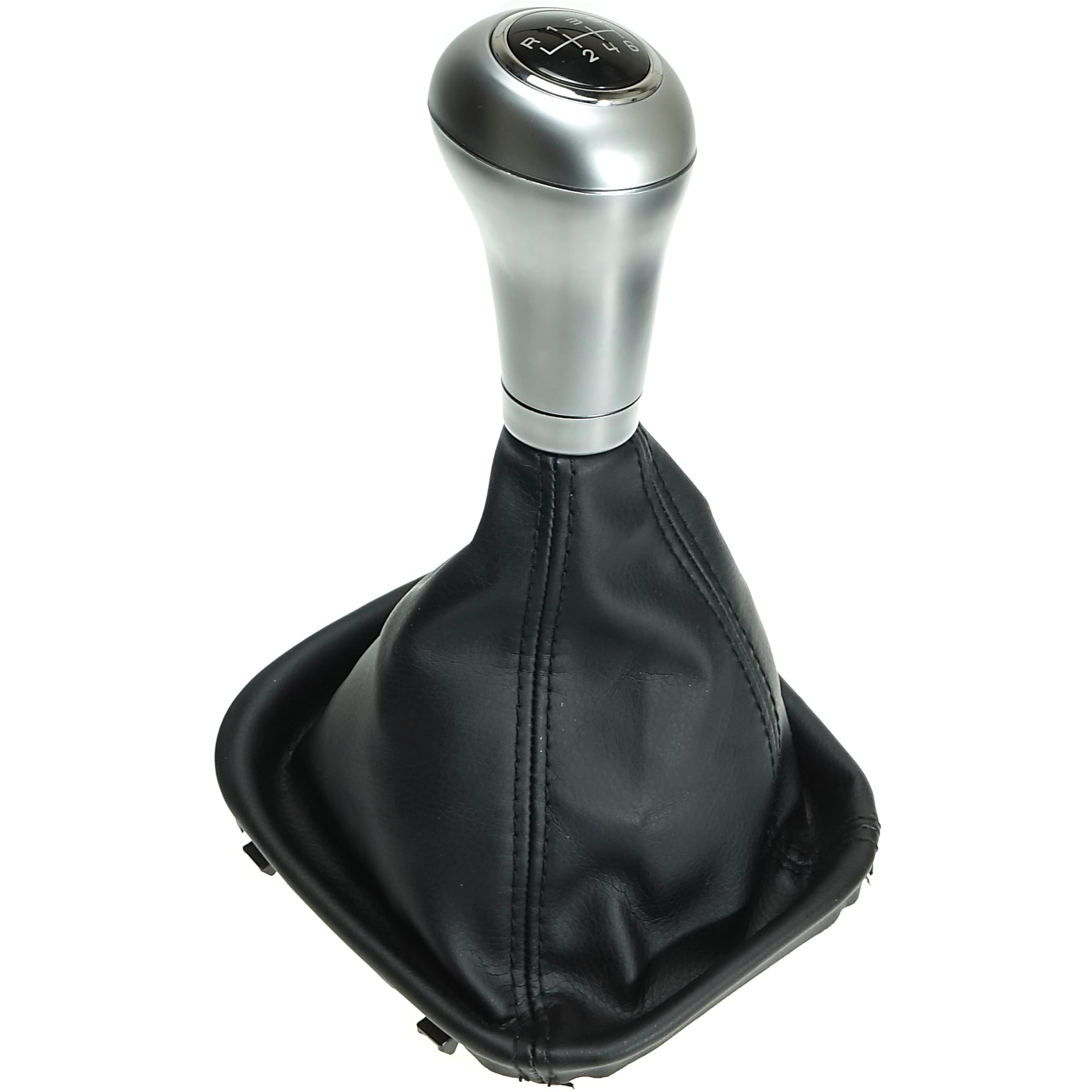 Pomello del cambio in alluminio argento + cuffia + telaio 6 marce compatibile con Mercedes Classe C: W203 S203 (2004-2007 solo Facelift, classe CLK W209 (2004-2008) solo Facelift!