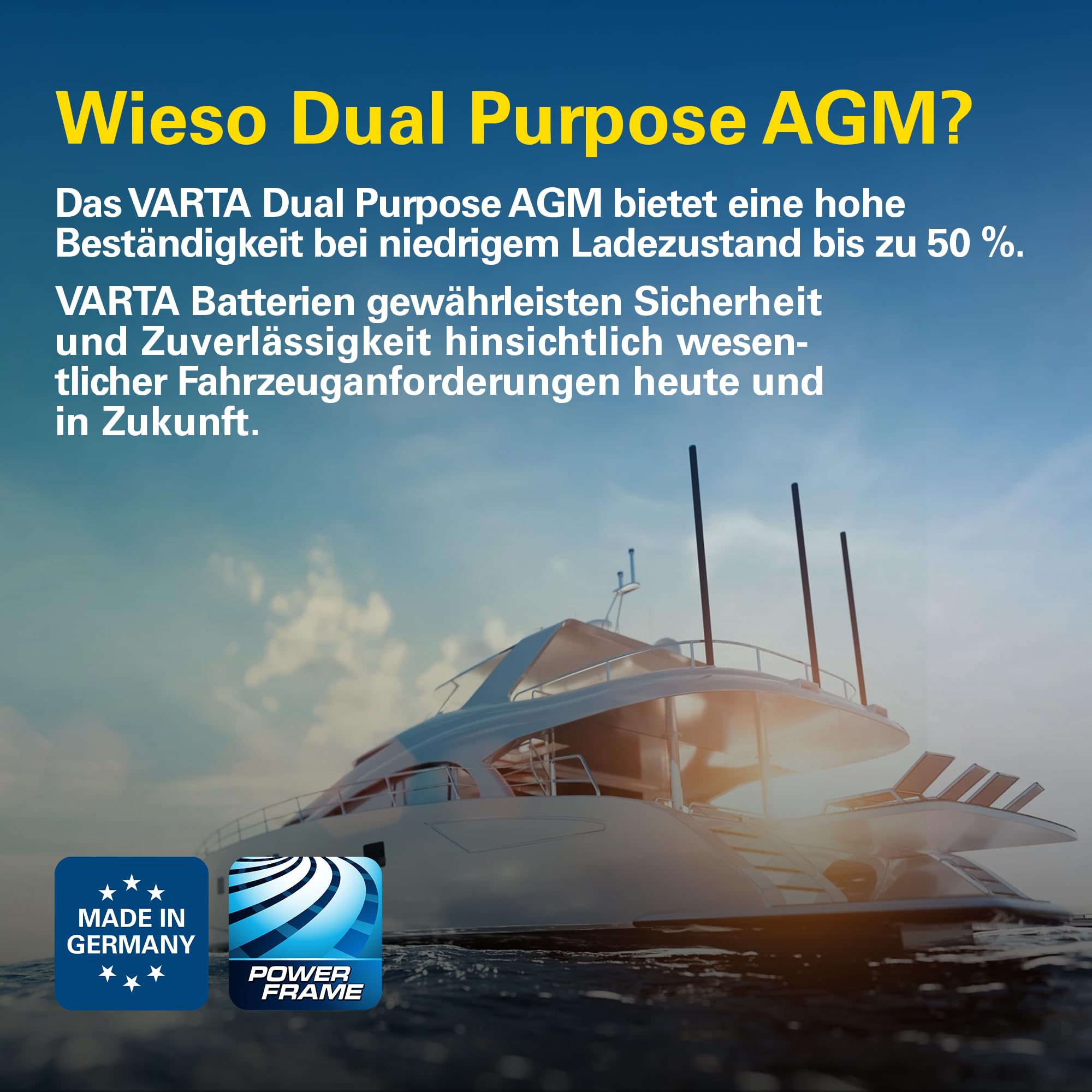 VARTA Professional Dual Purpose AGM (LA95) 12V 95Ah 850A - Nassbatterie für Wohnmobile, Wohnwagen & Boote - Resistente Starter- & Versorgerbatterie hoher Energiebedarf - Bleisäurebatterie wartungsfrei