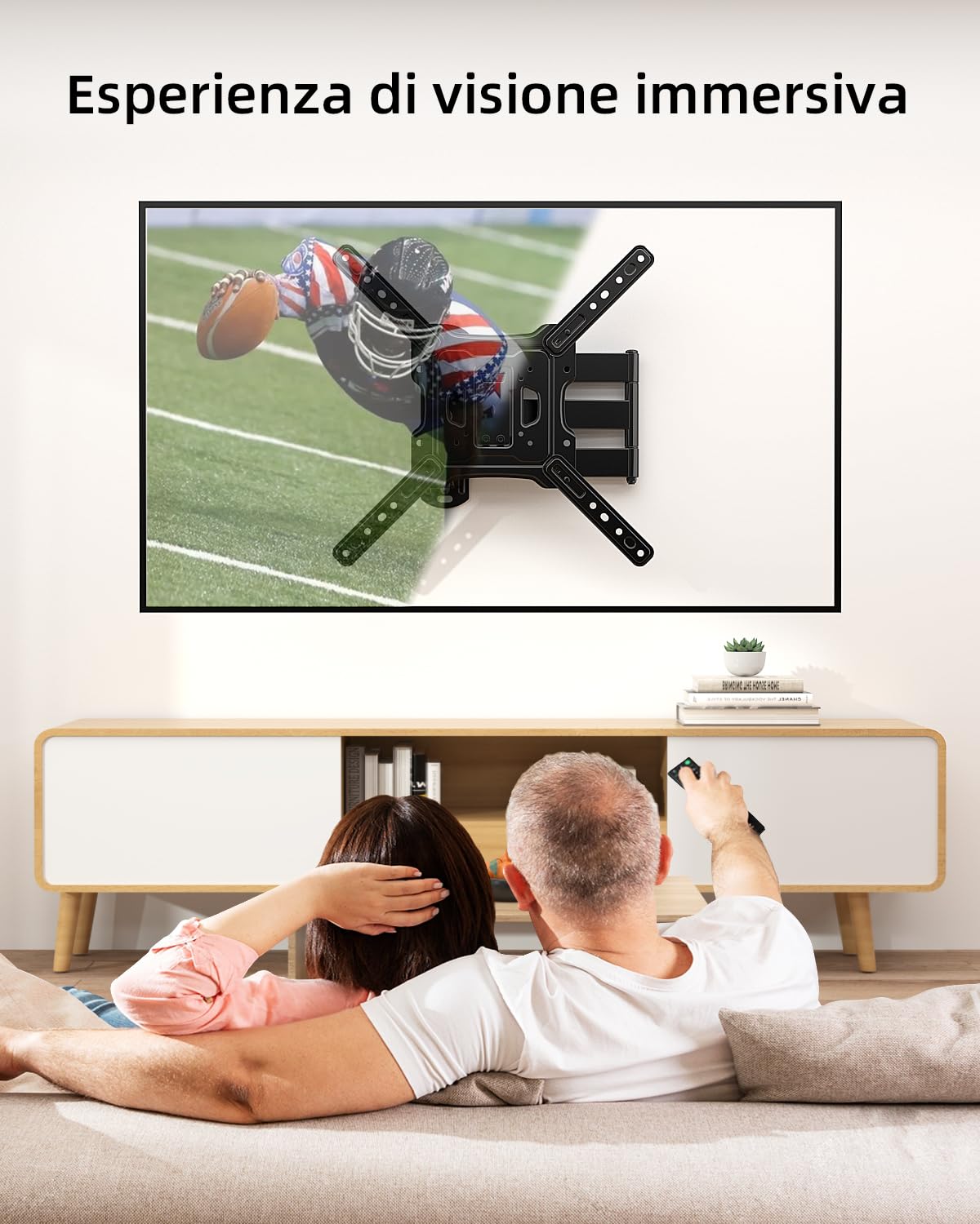 HOME VISION TV a Parete, Supporto TV Girevole e Inclinabile Per Schermi Da 26-55 Pollici Fino a 40 KG, Braccio Extra Lungo Per TV Piatta/Monitor Curvo a Parete, VESA Max 400x400 mm