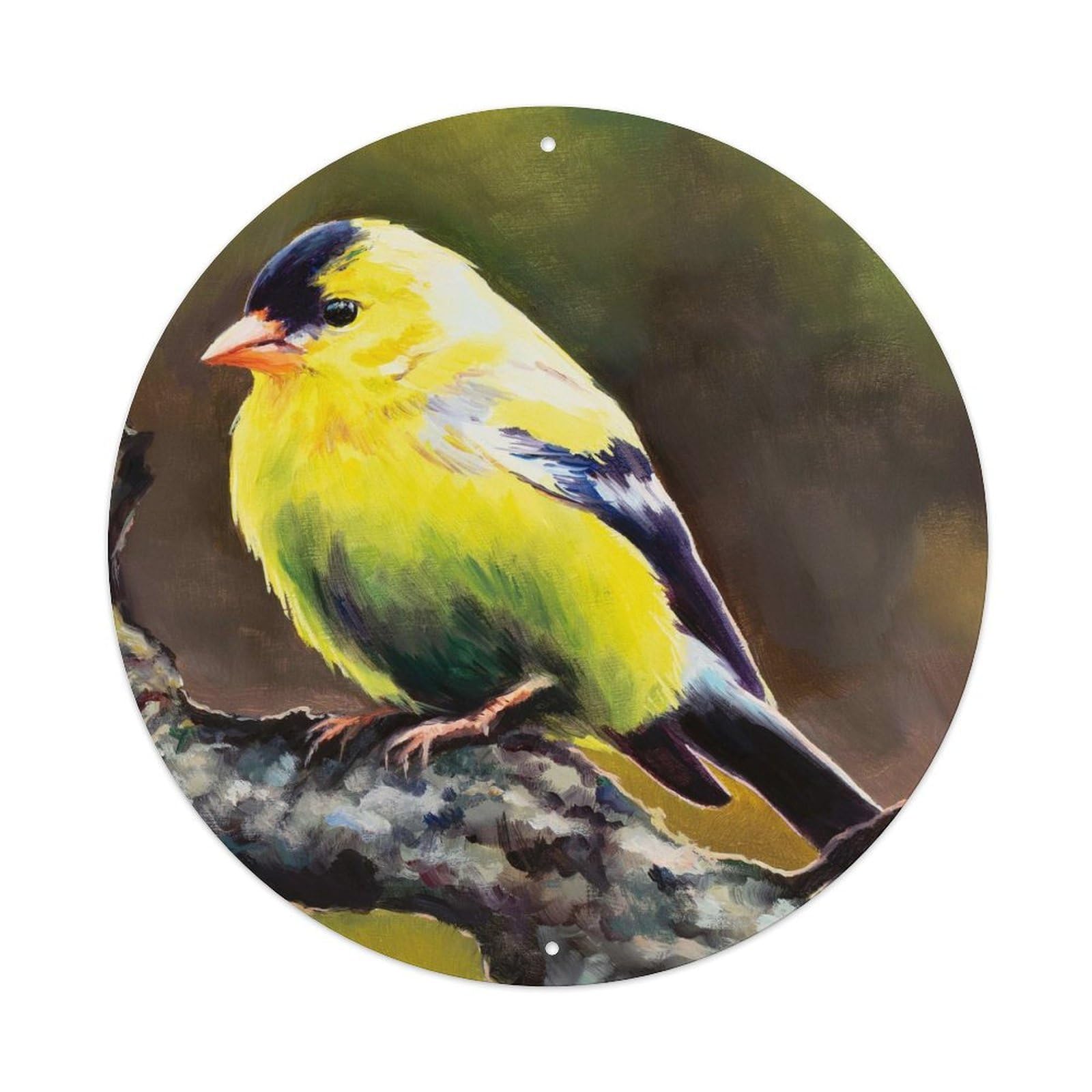 Animal Artwork Cute of Goldfinch Vintage Metal Tin Sign Plaque Wall Decor for Cafe, Club, Garden Round Metal Poster 8x8Inch