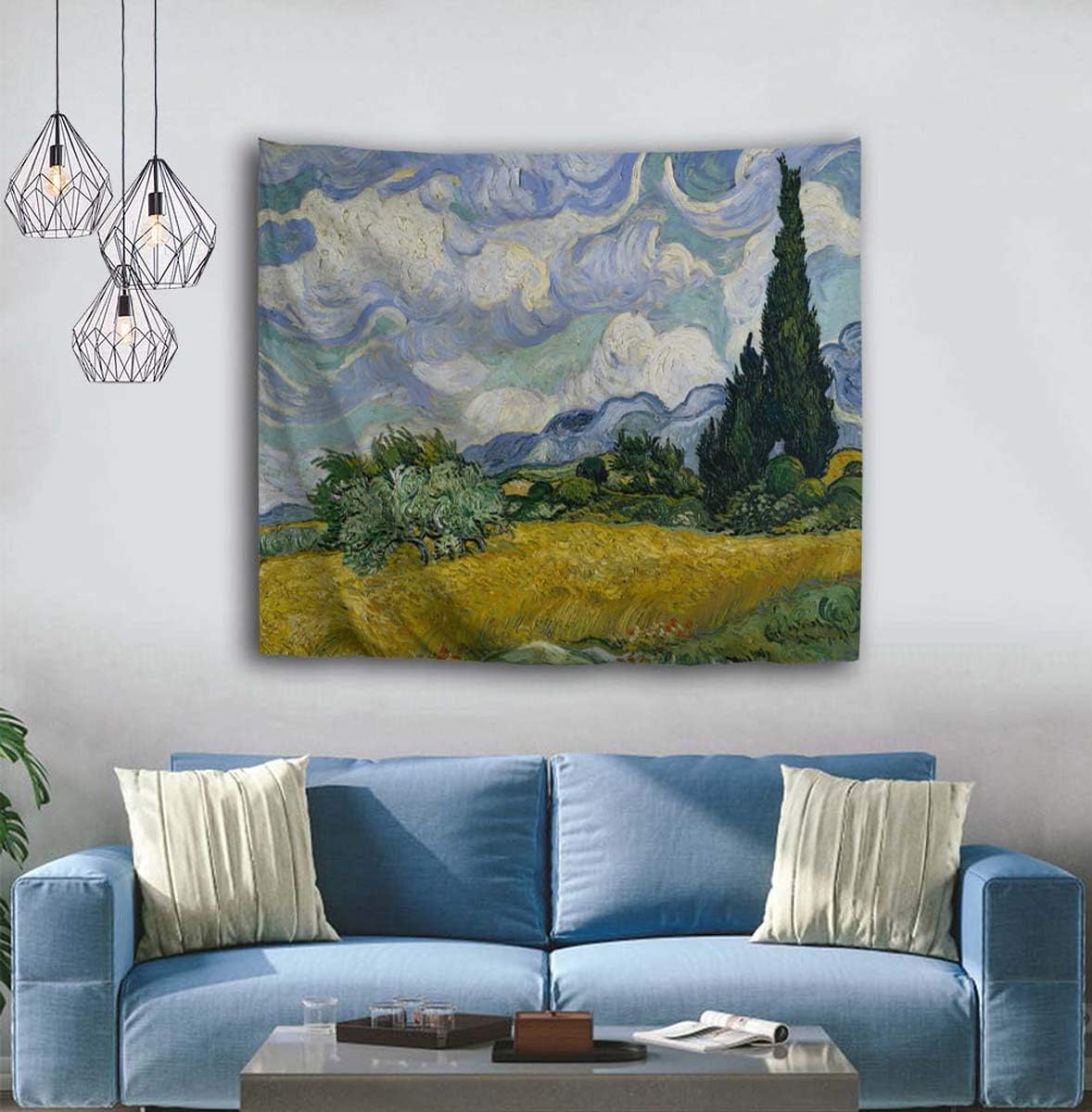Tapestry Wheat Field Cypresses Tapestry Wall Hanging Home Decor for Living Room Bedroom Dorm Room 60 x 51 inches