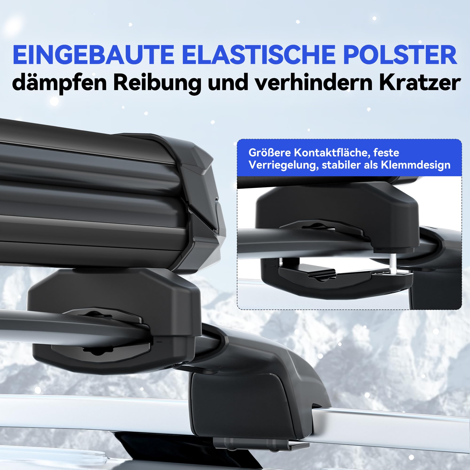 Ski- und Snowboard-Dachträger, Universal-Skiträger, mit Anti-Diebstahl-Schloss, 28'' Passend für 6 Paar Skier/4 Snowboards, Passend für Square/Round/Aero/Oval Cross Bars, eisenhaltig