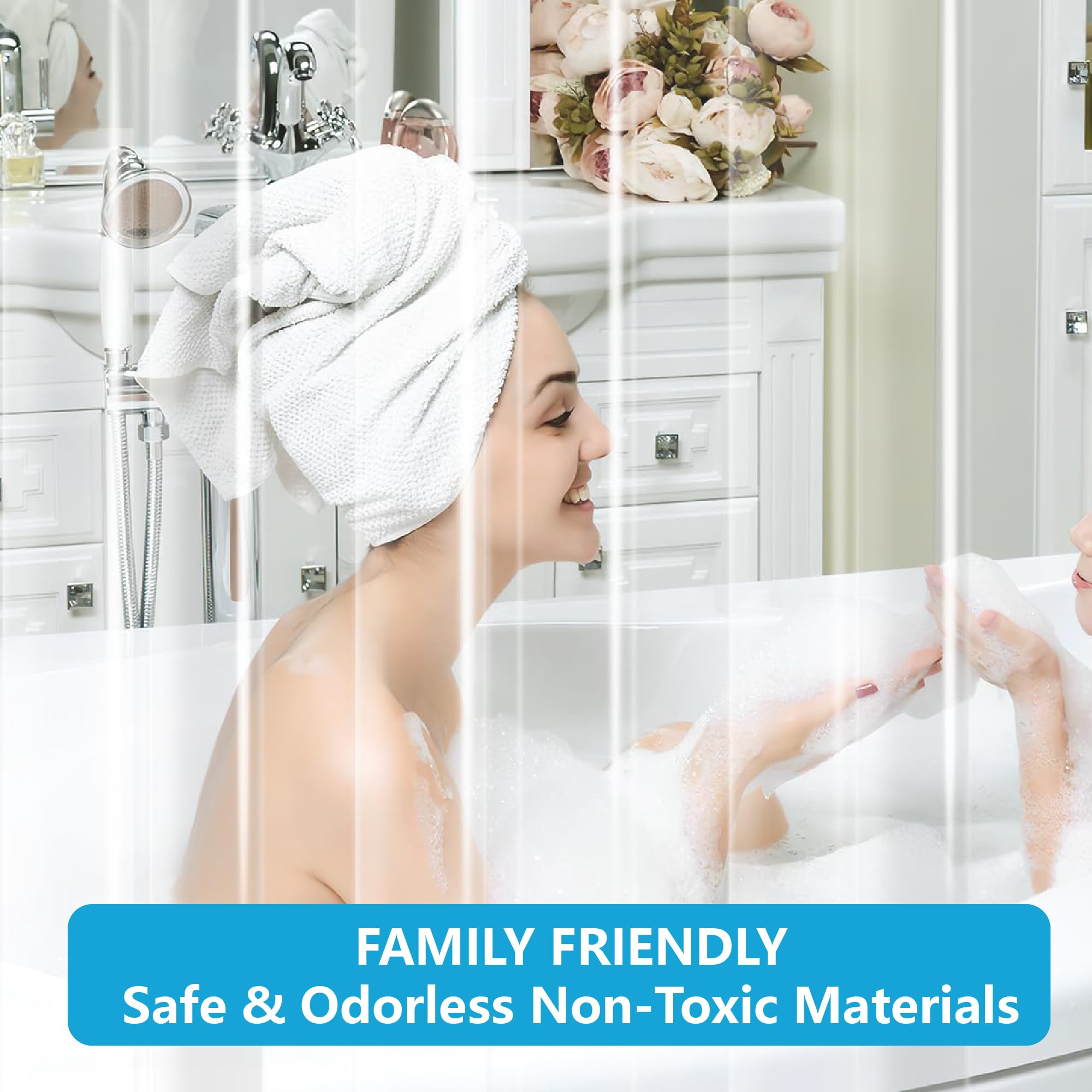 Rideau de douche transparent 80 x 190 cm en PEVA imperméable et résistant à la moisissure pour baignoire Couleur C et facile à utiliser