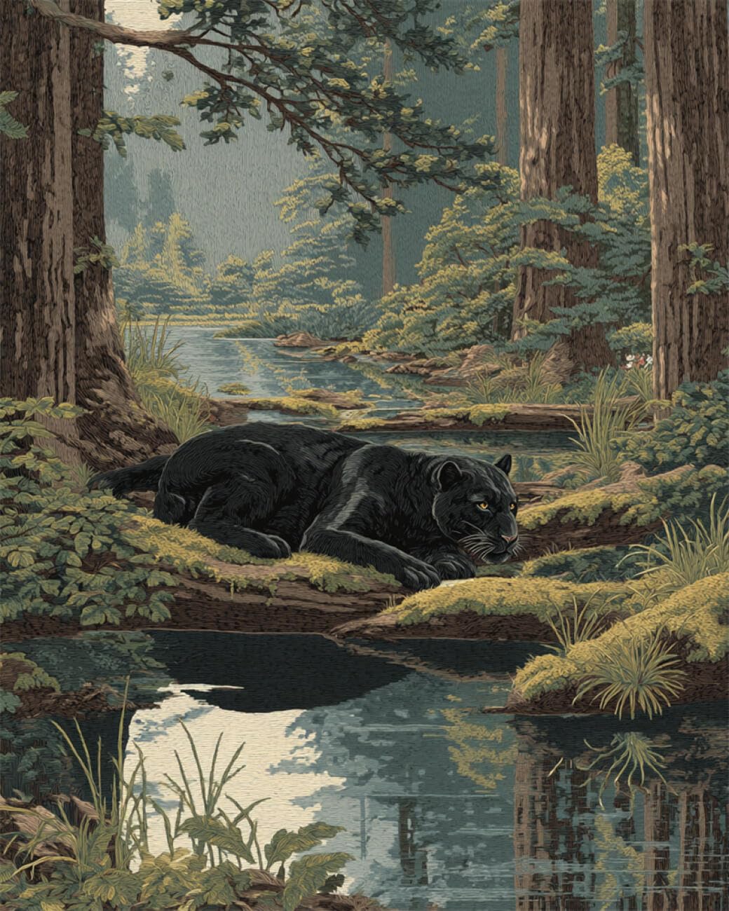 Axiangzik D Iy Counte Cross Stitch Kits Forests Leopar 11Ct 80X100cm