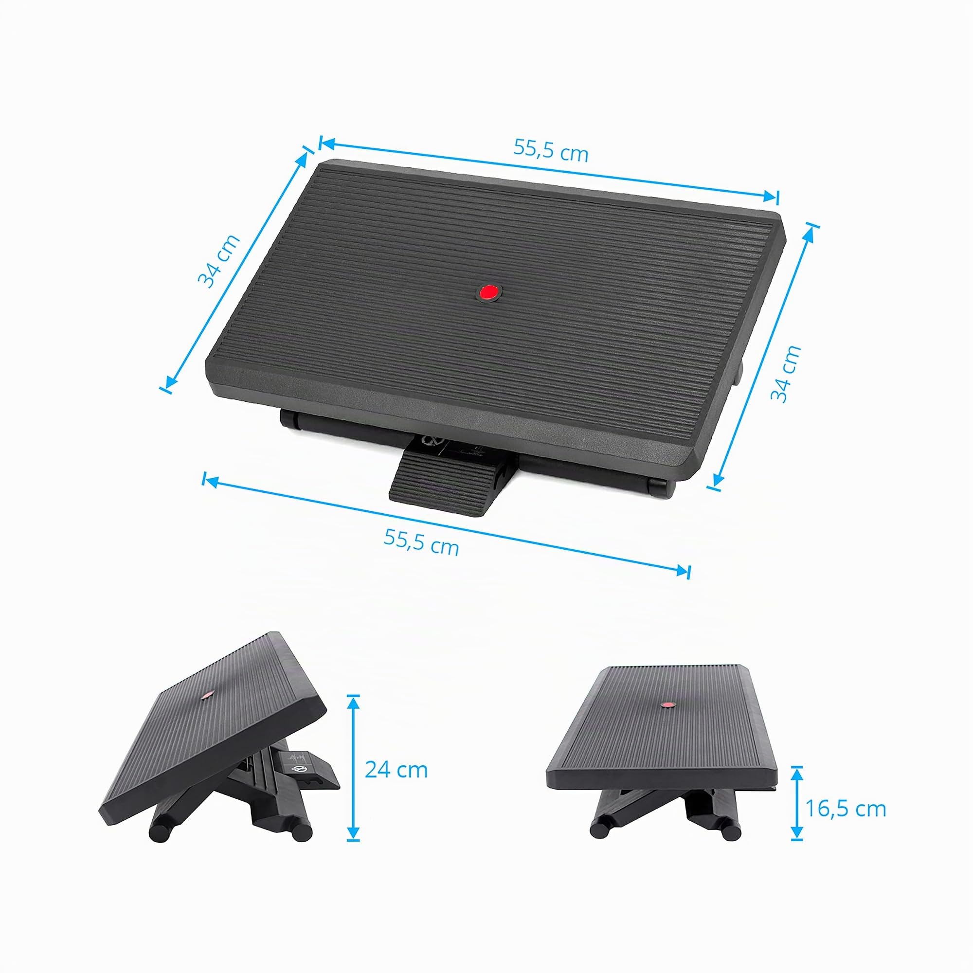 hjh OFFICE 721040 Fußstütze PIEDINO Stripe PRO, neigbar höhenverstellbar, schwarz