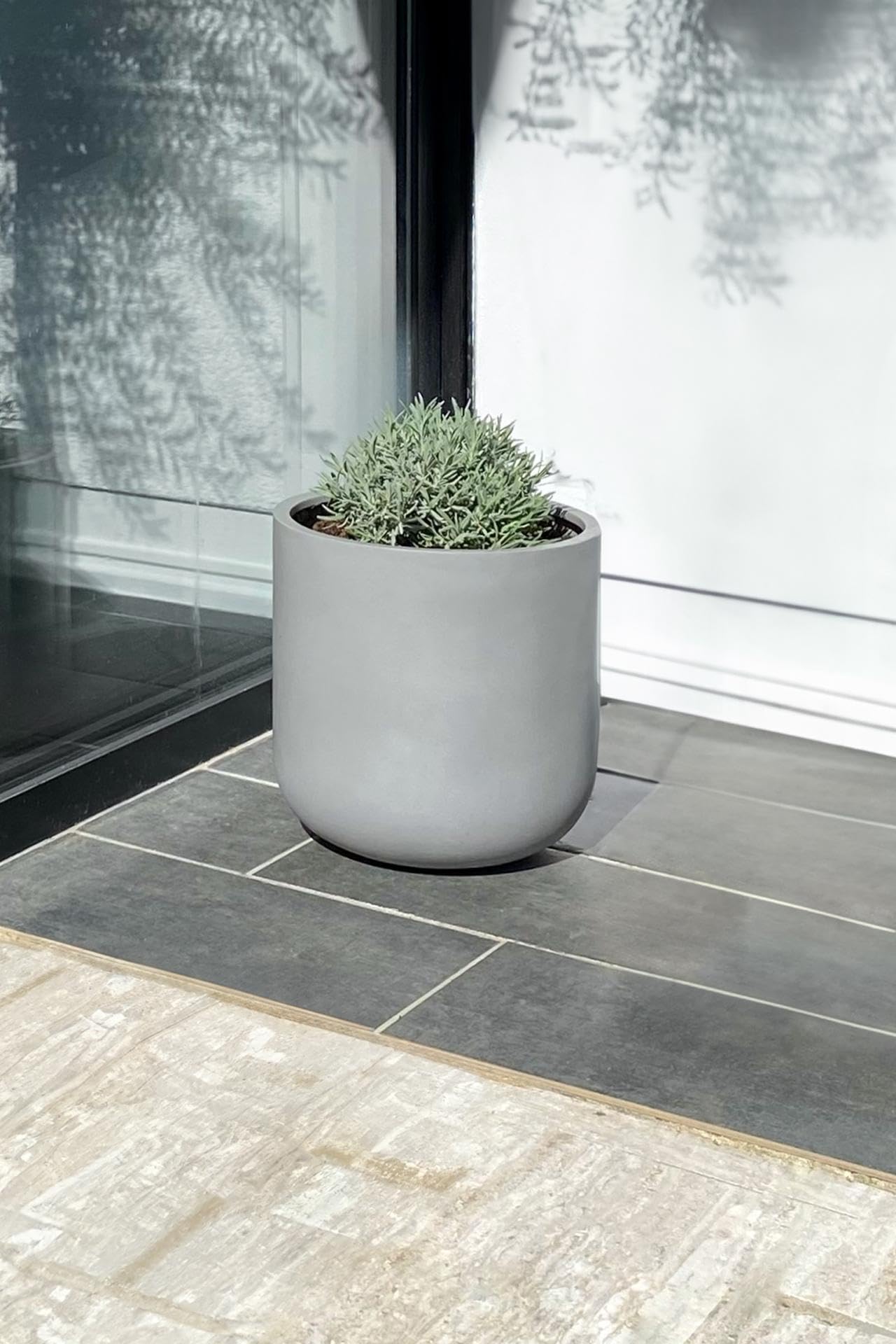 VIVANNO Blumentopf Pflanztopf Fiberglas Chico Beton-Design Grau (40x40 cm)