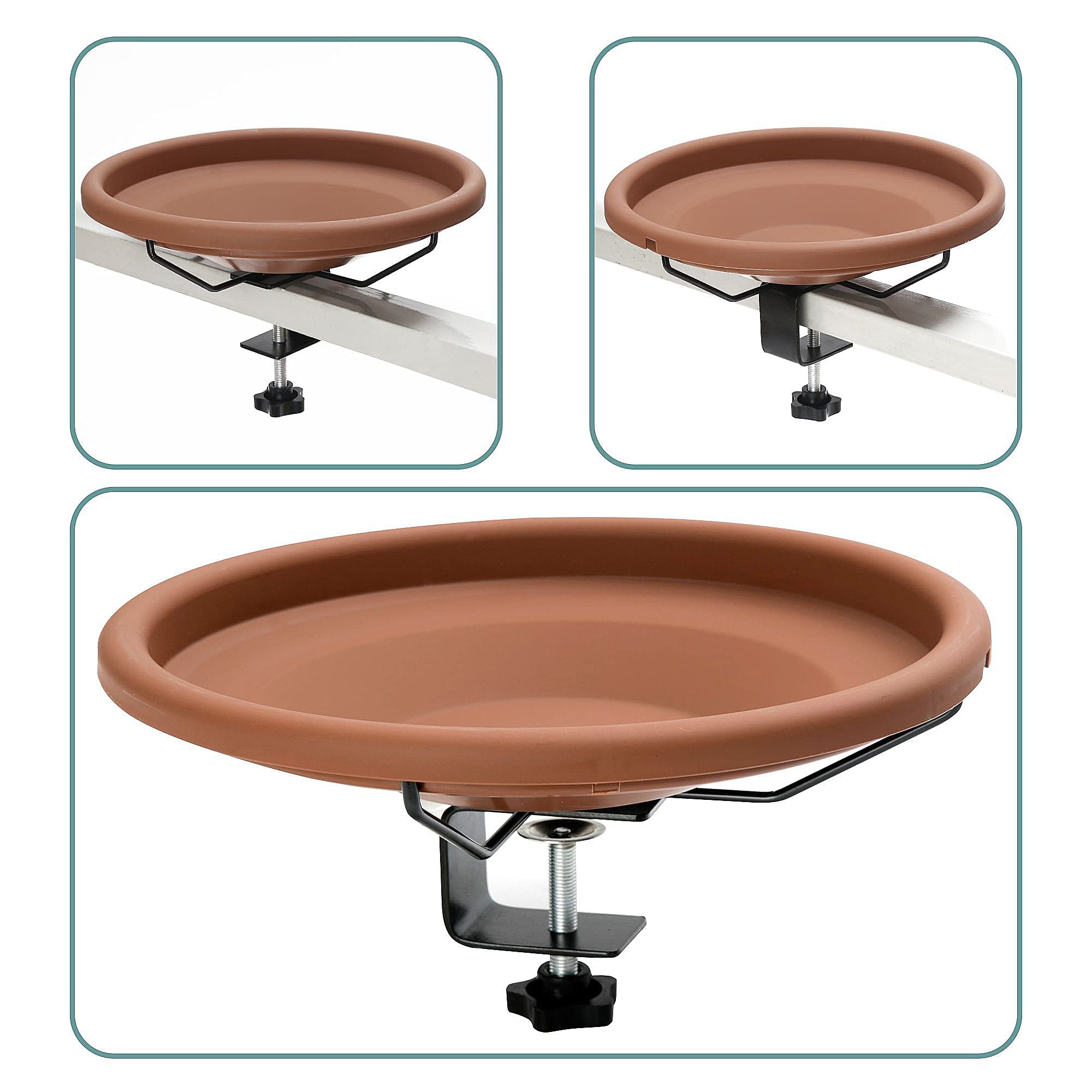 Abbeveratoio per Uccelli, Bagno per Uccelli, Stand Staccabile Alimentatore di Uccelli, Ideale per Giardino, Terrazza, Recinzione, Ringhiere
