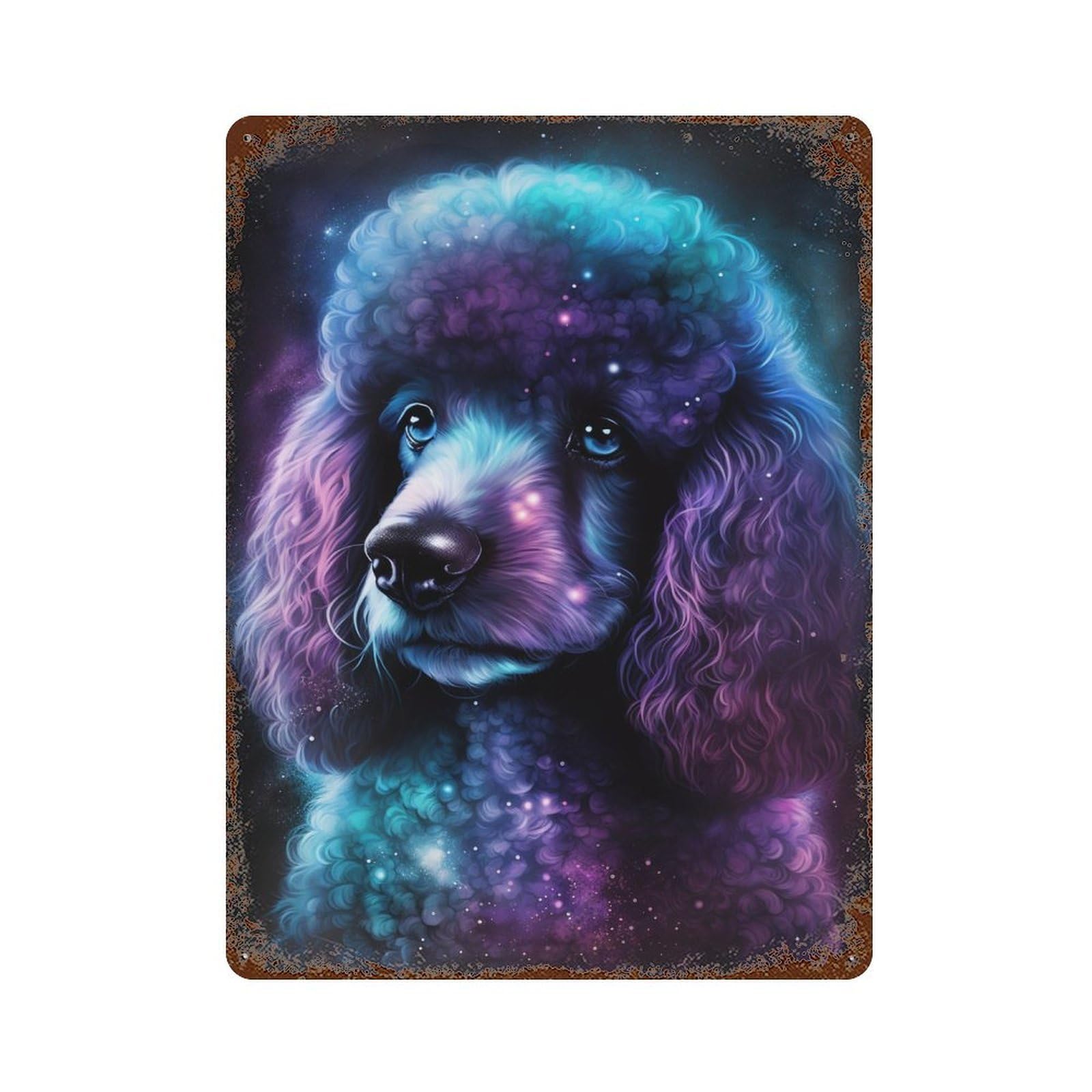 Vintage Rust Metal Sign Cosmic Poodle Art Print-15 15.7"x11.8", Old School Wall Decor for Garage, Bar And Workshop Decor