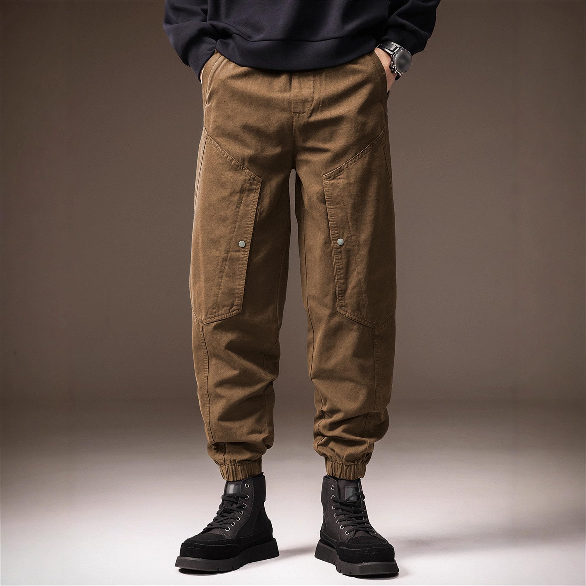 Pantaloni casual da uomo retrò cargo dritti alla caviglia