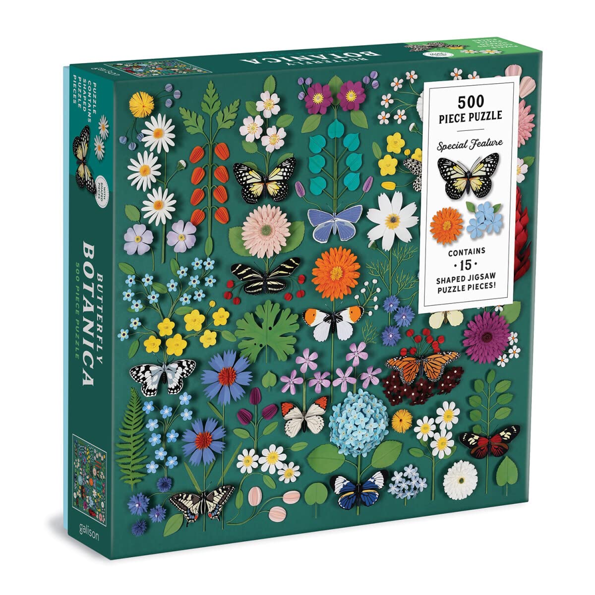 Galison Butterfly Botanica Puzzle, 500 Pieces, 20” x 20” – Jigsaw