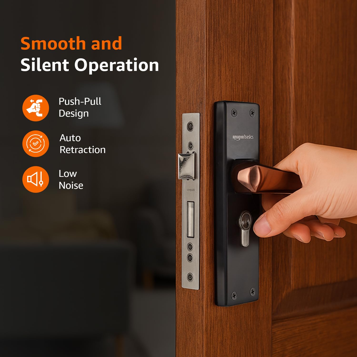 Amazon Basics Heavy-Duty Door Lock Set | Mortise Door Lock Handlesets with 3 Brass Key for Home,Office,Hotel | Brass Lock Body & Cylinder | Coca Black 3