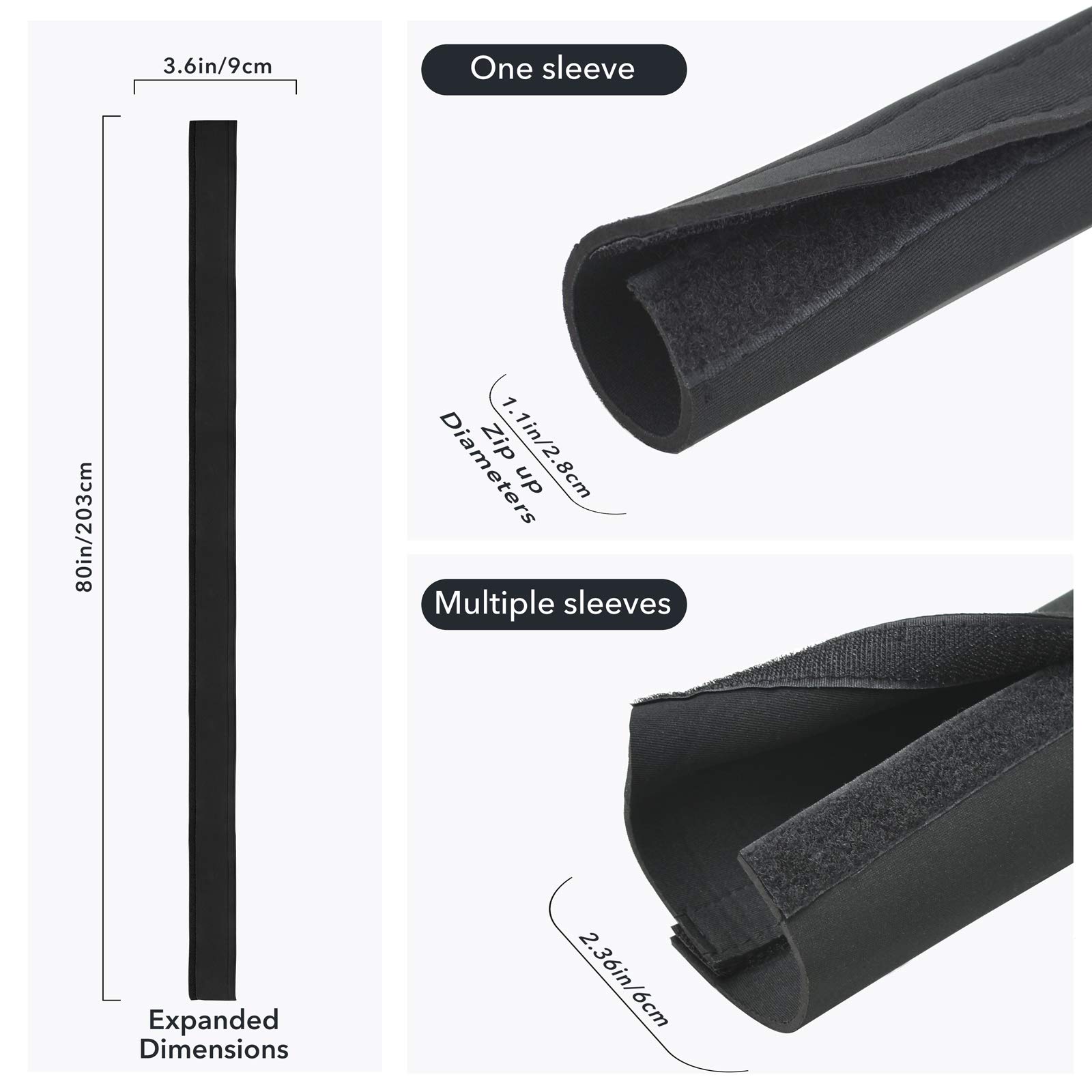 Cable Management Sleeves YOSH 200 cm Neoprene Cable tidy for PC/TV/Desk