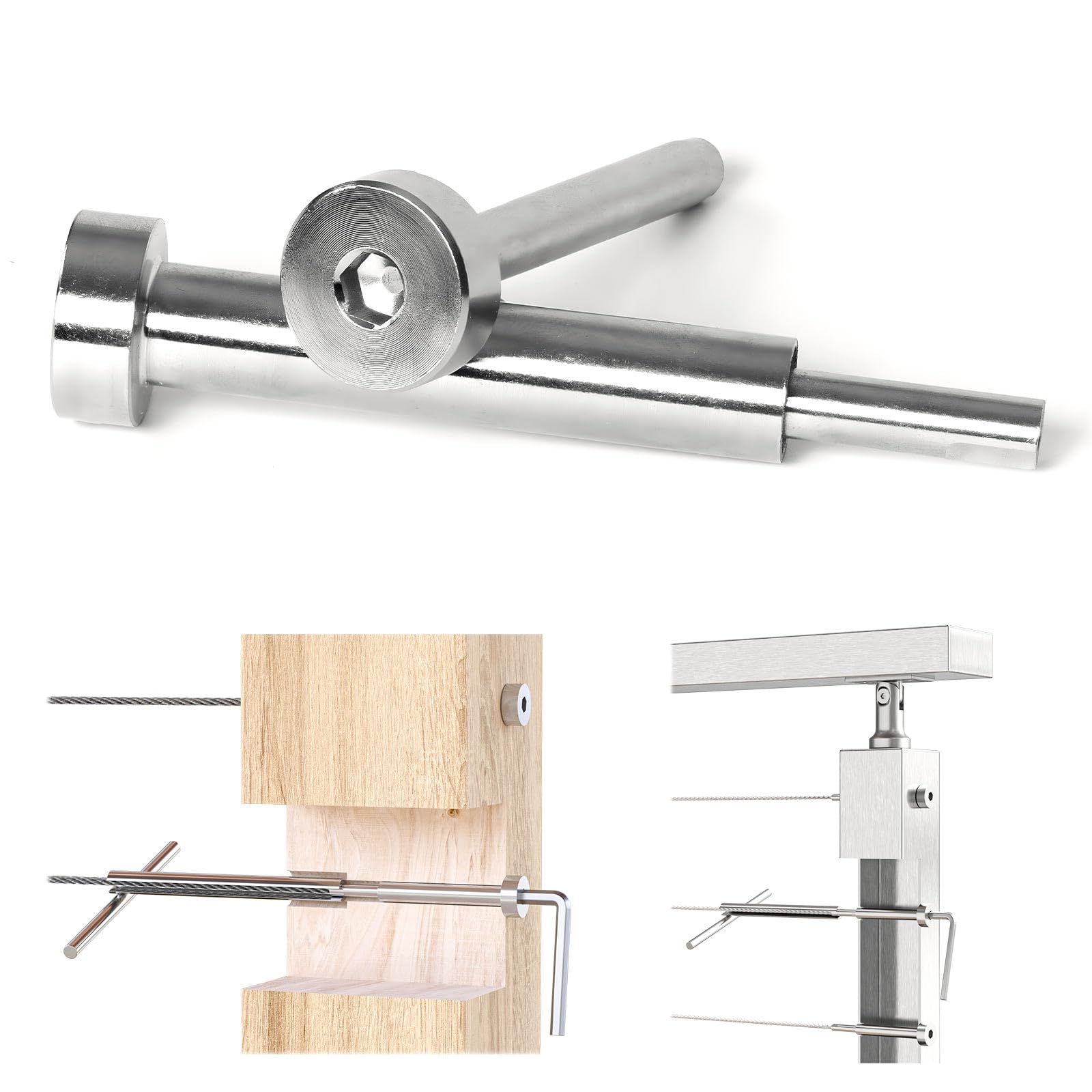 [Patent] Muzata 80 Pack 1/8" Invisible Cable Railing Hardware Kit 40Pair Tensioner and Terminal for 2"x2" 4"x4" Wood Metal Post T316 Stainless Steel Deck Cable Railing System CR26