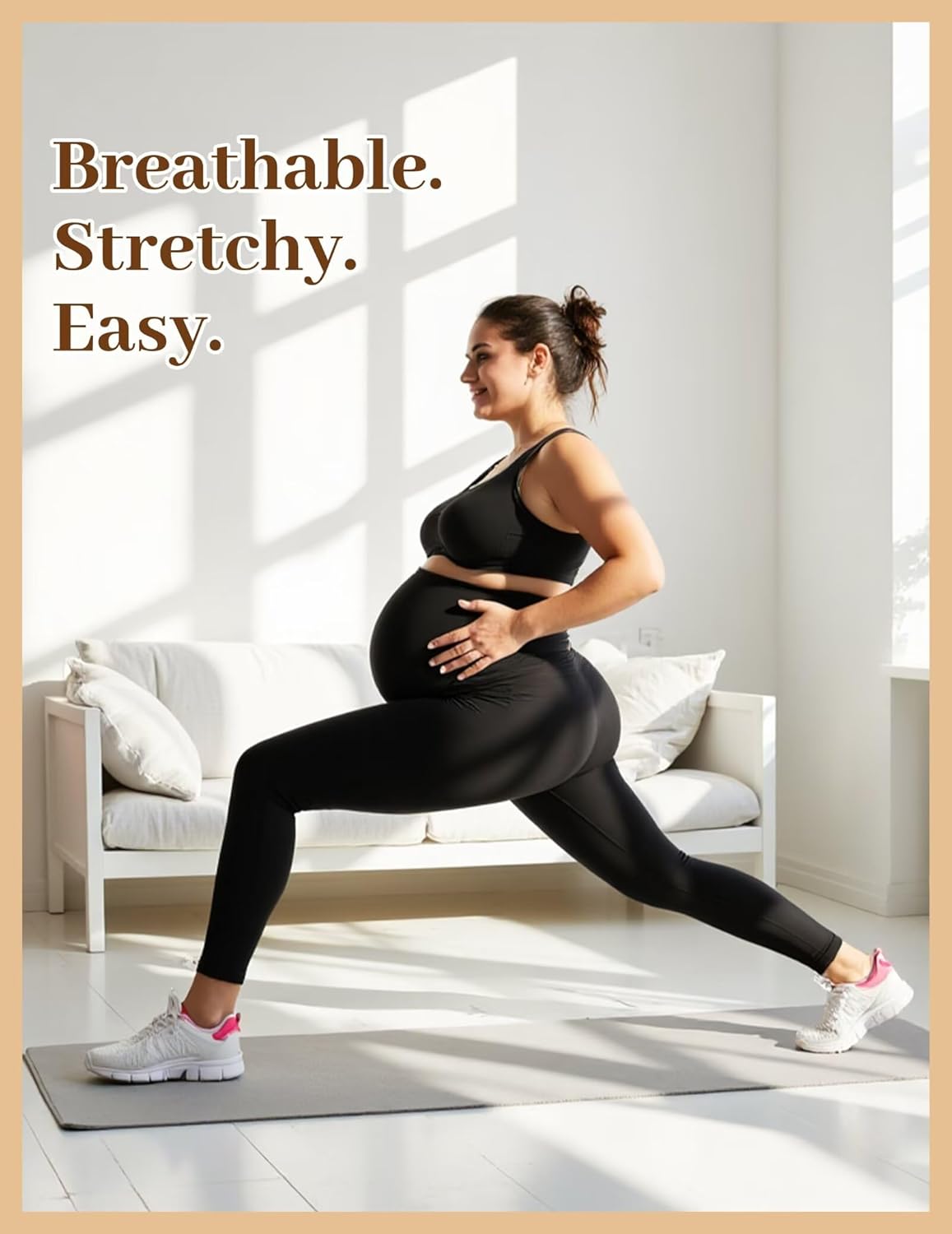 Fotociti Plus Size Maternity Leggings with Pockets Over The Belly,Pregnancy Pants for Casual Yoga Workout Lounge - Image 6