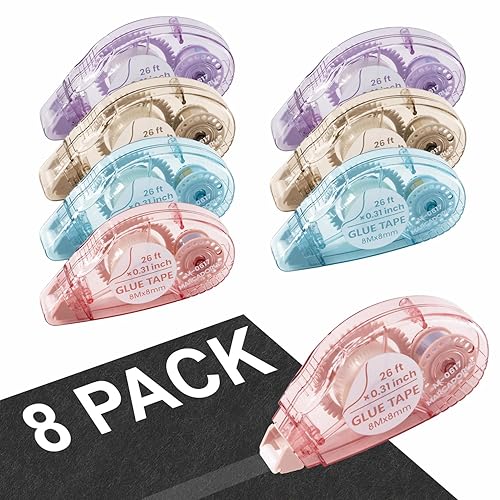 Glue Tape for Scrapbooking, Scrapbook Tape 4 Pcs, Double Sided Tape Roller for Crafts, 26 Ft x 0.31 In Tape Runner, Junk Journal Supplies, Scrapbook Supplies & Craft, Photo, Tape for Gift Wrapping.(8)