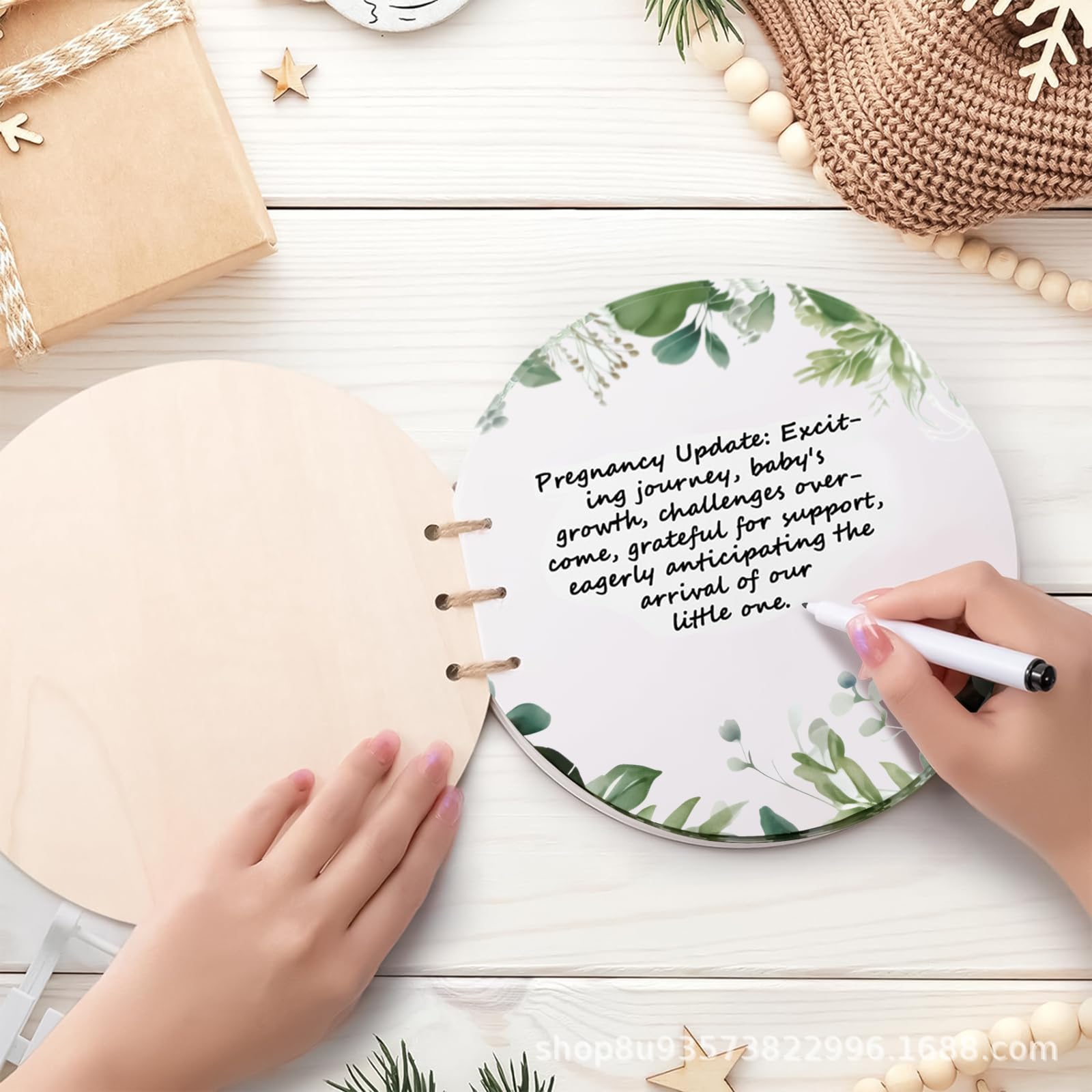 35 Pages Baby Shower Guest Book, Wooden Baby Memory Book, Signing Book for Baby Shower Guest Book Baby, Baby Message Book - Image 4