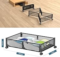 Vista 2 de Under Bed Storage Containers, Shoe Storage With Wheels, Foldable Bedroom Storage Organization with Handles, Under Bed Storage Bins Drawer For BLACK