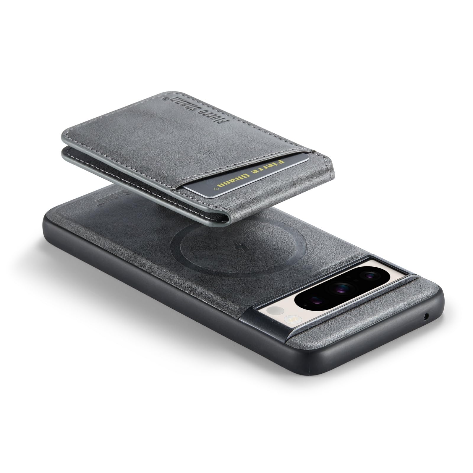 Wallet Case for Google Pixel 8, Magnetic Cover Compatible with Magsafe, Premium PU Leather Slim Shockproof Protective Phone Case Detachable with Card Holder Kickstand (Gray)