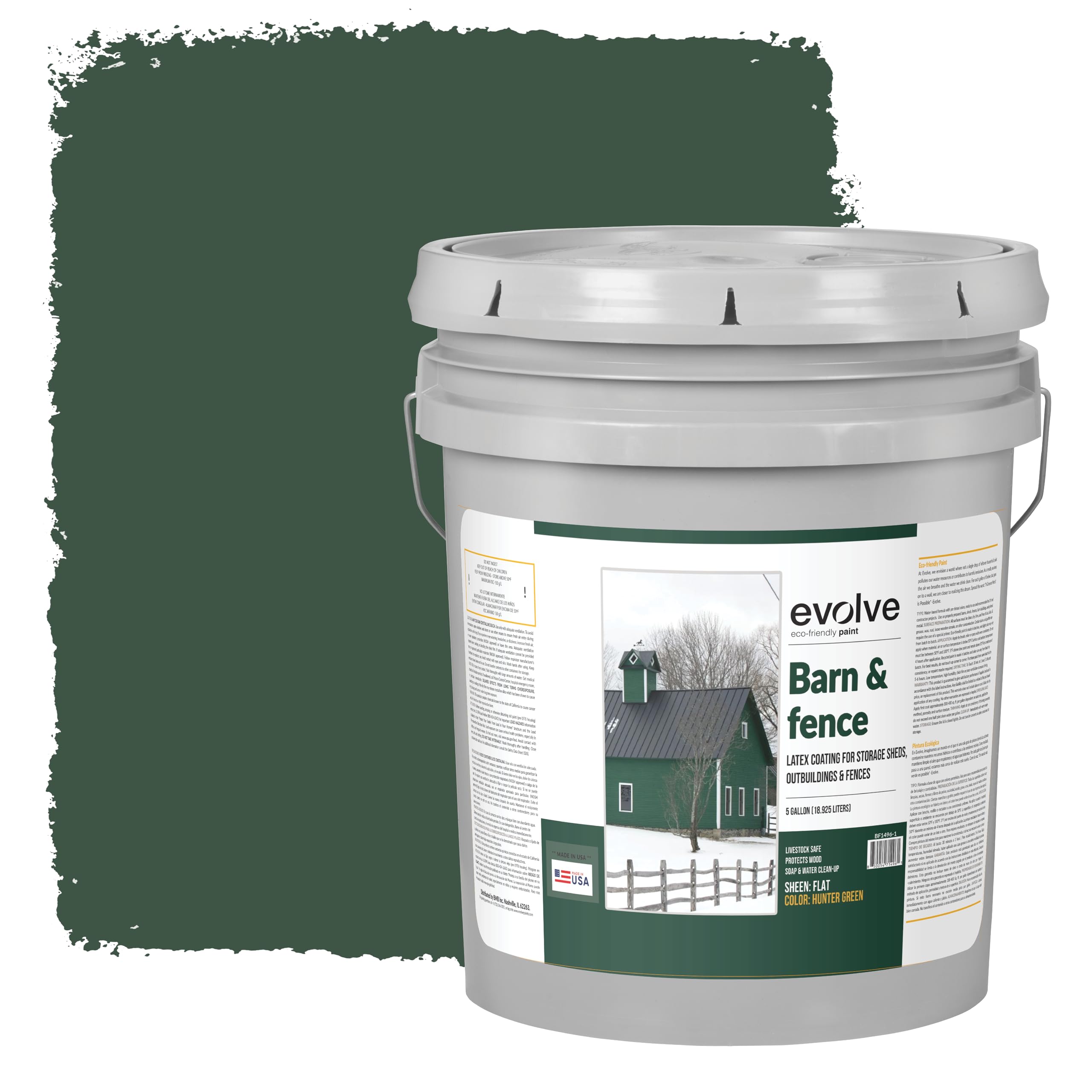 evolve barn amp fence swift shield high durability and scratch-resistant paint for storage sheds outbuildings and fences hunter green 5 gallon