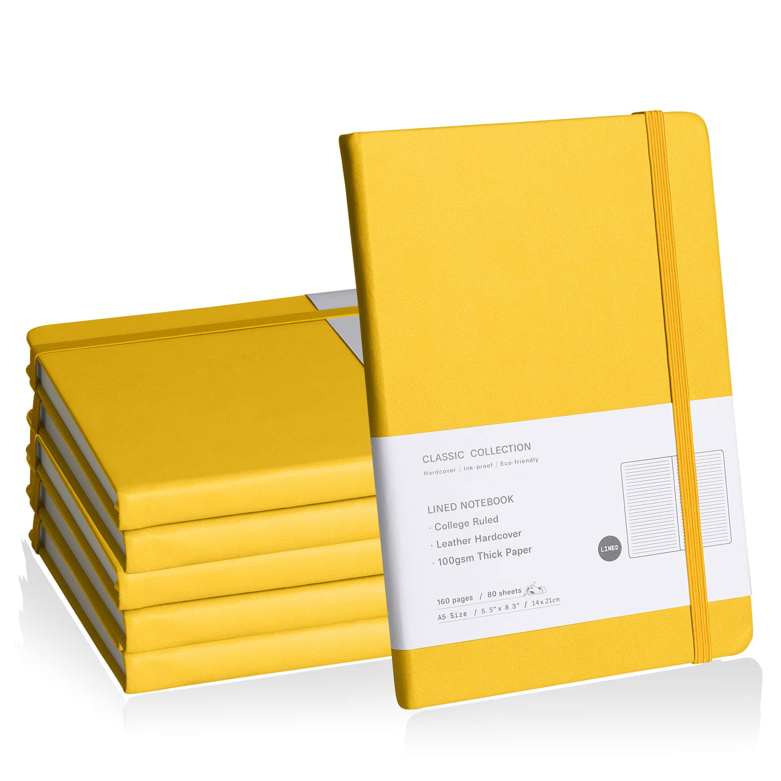 Amazon.co.jp: 罫線入りジャーナルノート 6冊パック (明るい黄色) 160