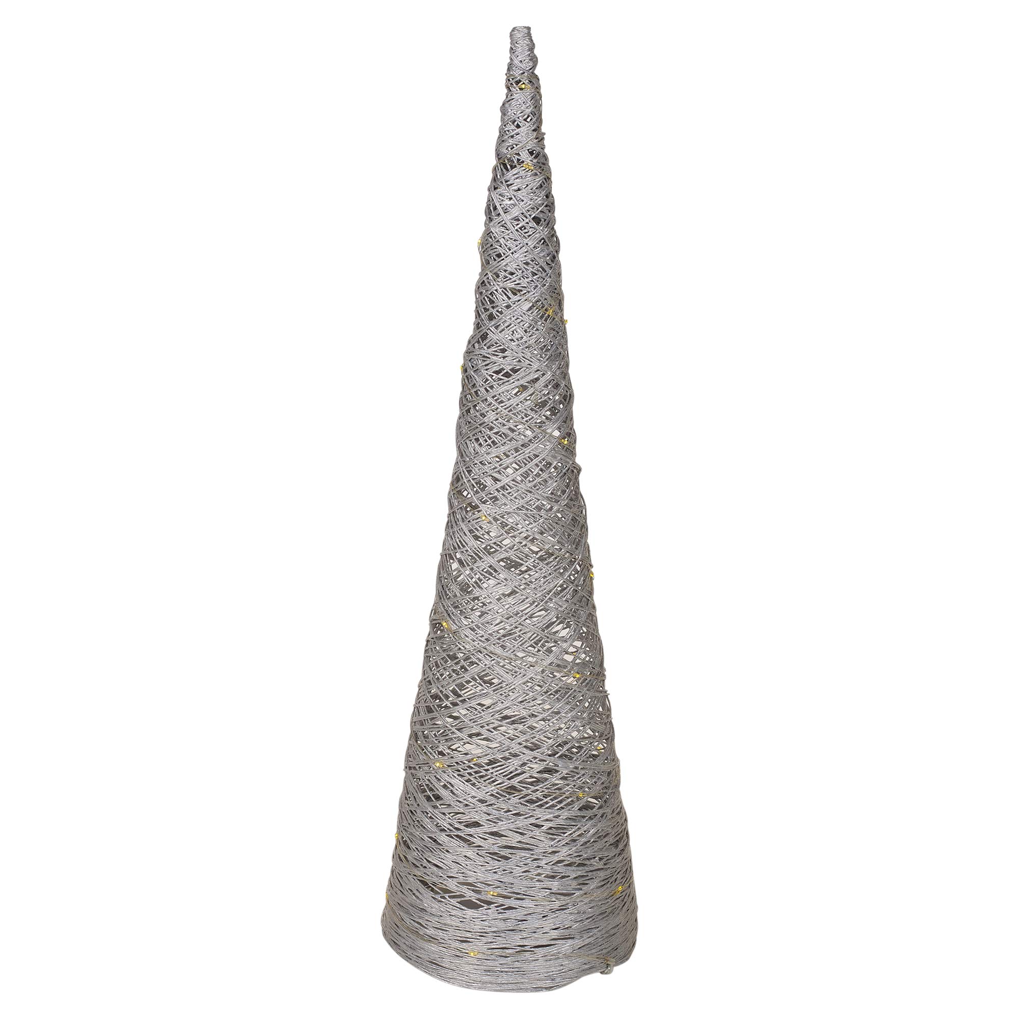 Urbnliving Silver Led Light Up Christmas Tree Cones, Pyramid Shaped Xmas Cone Trees With Fairy Lights, Window Display Home Decor (, 60Cm) 60Cm