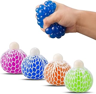 three carriage Mesh Squishy Ball Super Big 7.5cm Silicone Vent Grape Stress Ball Squeezing Stress Relief Ball- for Kids & Adults.Stress Squishy Toys for Autism, ADHD, Bad Habits & More (4PCS)