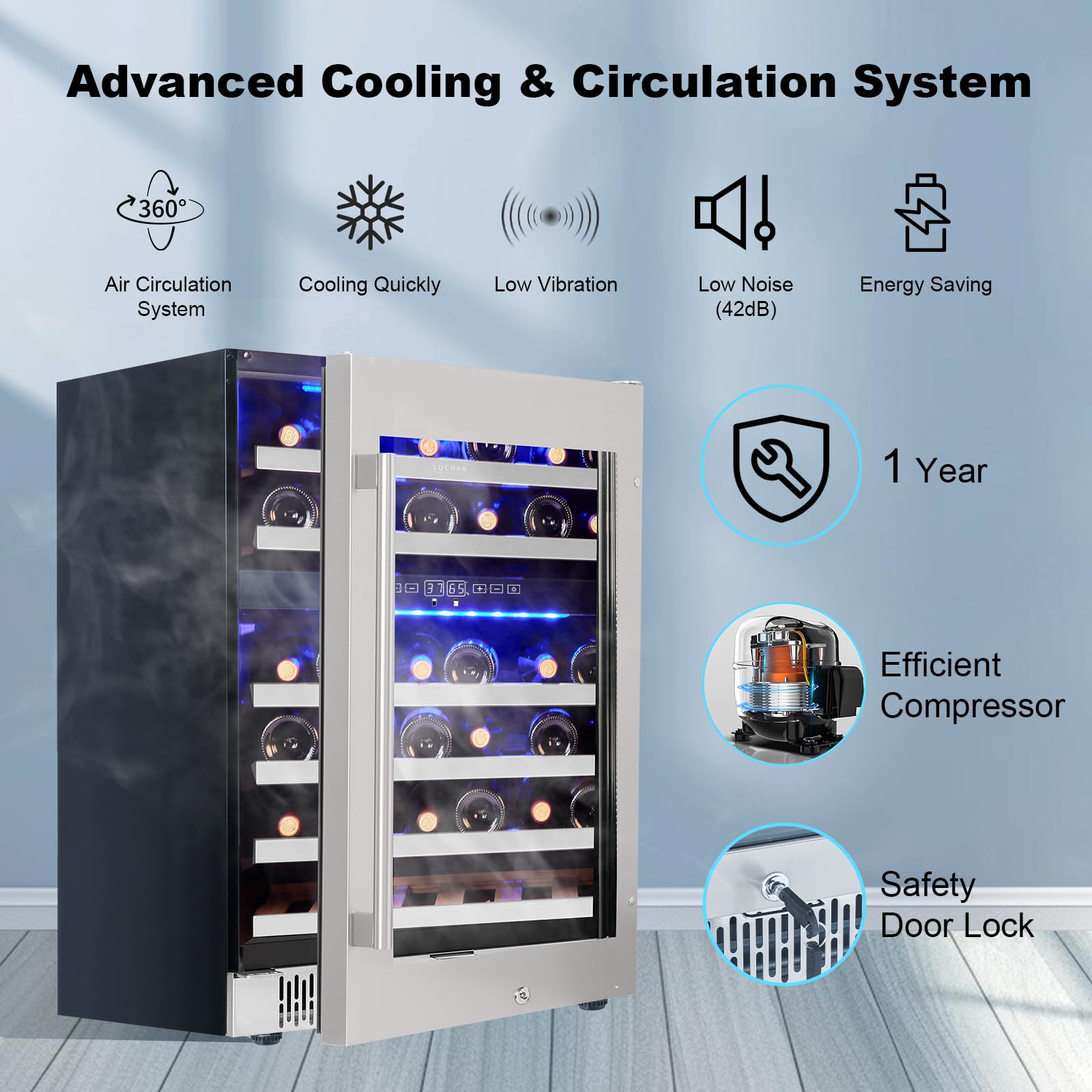 Akicon 24 Inch Beverage Refrigerator, 164 Cans Mini Drink Fridge With Temperature Memory,Under Counter/Built-In/Freestanding Beverage Cooler, Removable Shelves on Fridge.com - View 6
