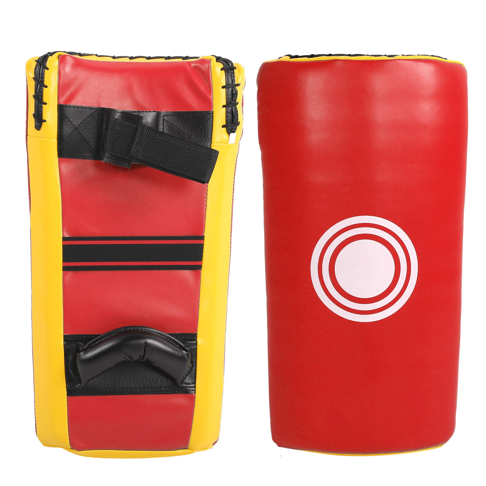 QANYEGN Tamponi Per Calcio Taekwondo, Scudo Per Calci, Tampone Per Boxe Con Paramano, Attrezzatura Per Allenamento Bersaglio Taekwondo Block(Rosso Giallo