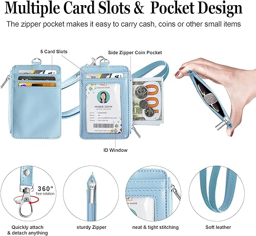 Miniatura 4 de bolimoss Cordón para cartera, cartera con cordón, cordones para insignias de identificación, cordones para insignias de identificación para mujeres,