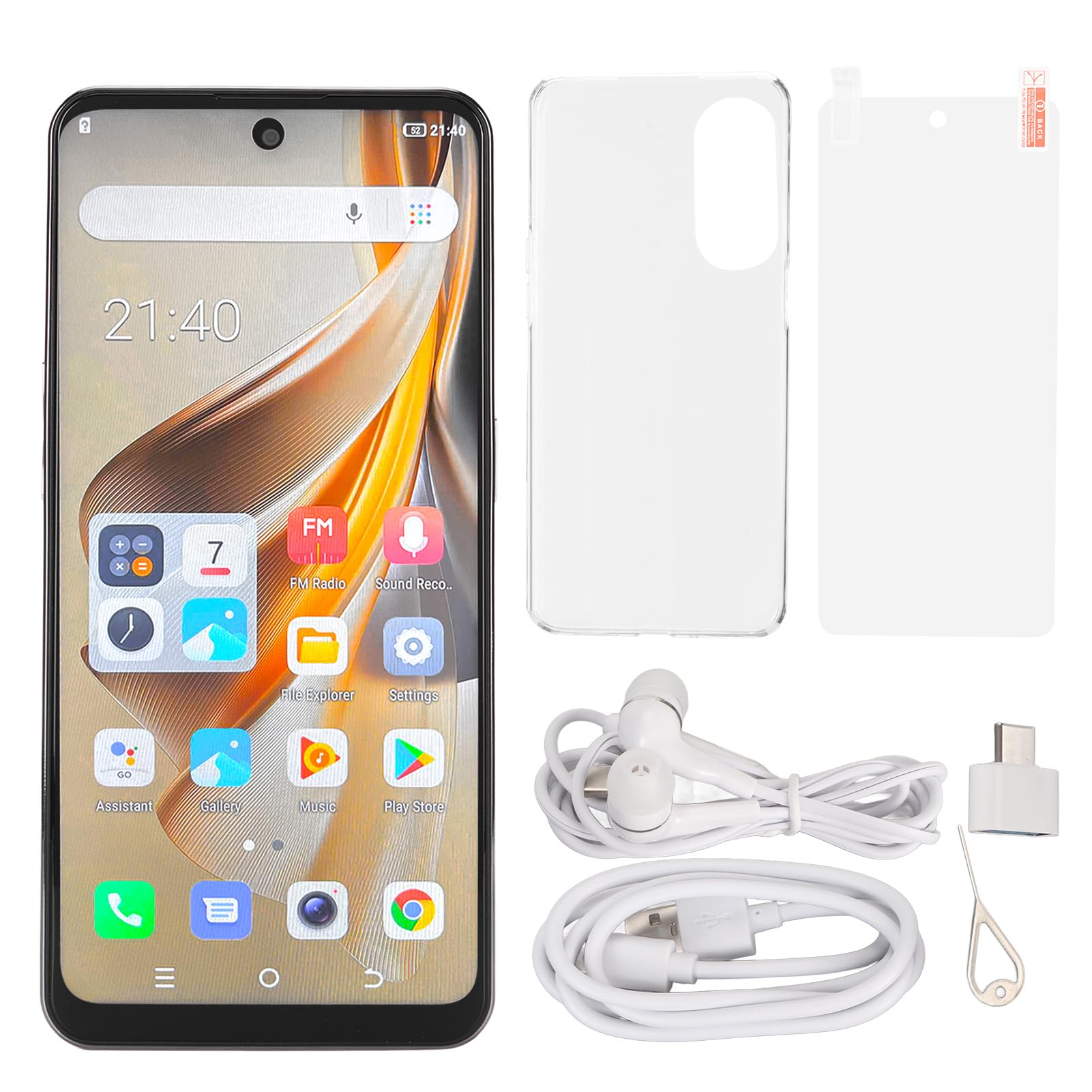 6,53 Cali Telefon Komórkowy, Szklane Ultra Cienkie Smartfony WiFi BT 8MP Front Front 24MP Tylny Aparat do Biura (PURPLE)