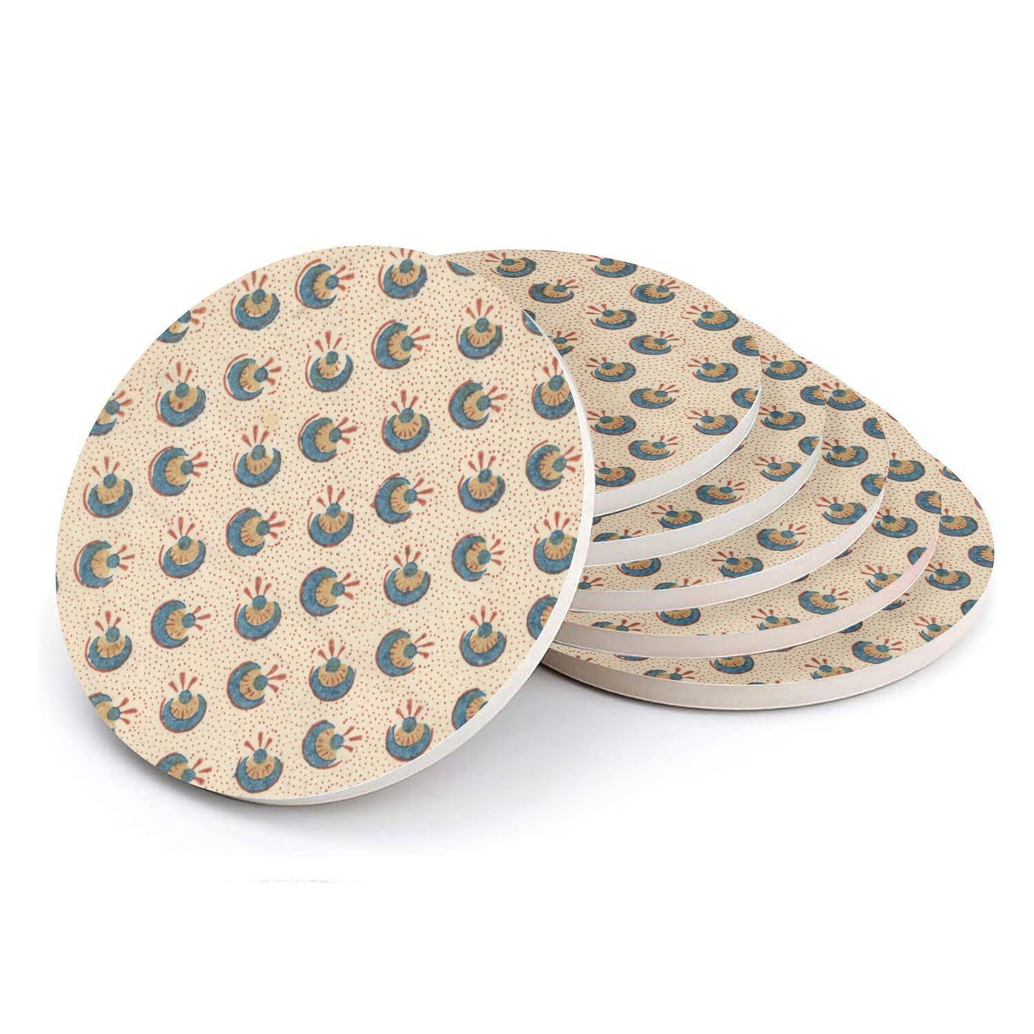 Sous-verre ronds en céramique lot de 6 dessous de verre 10cm motif tribal
