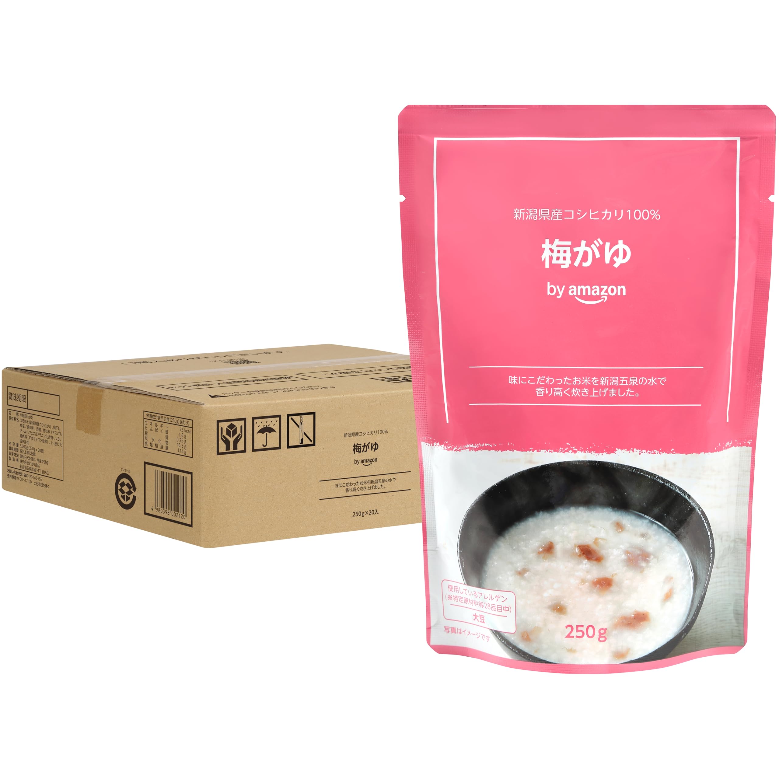 【タイムセール】【1,619円（定期便1,457円）】 by Amazon 新潟県産コシヒカリ100％使用 梅がゆ 250ｇ×20個