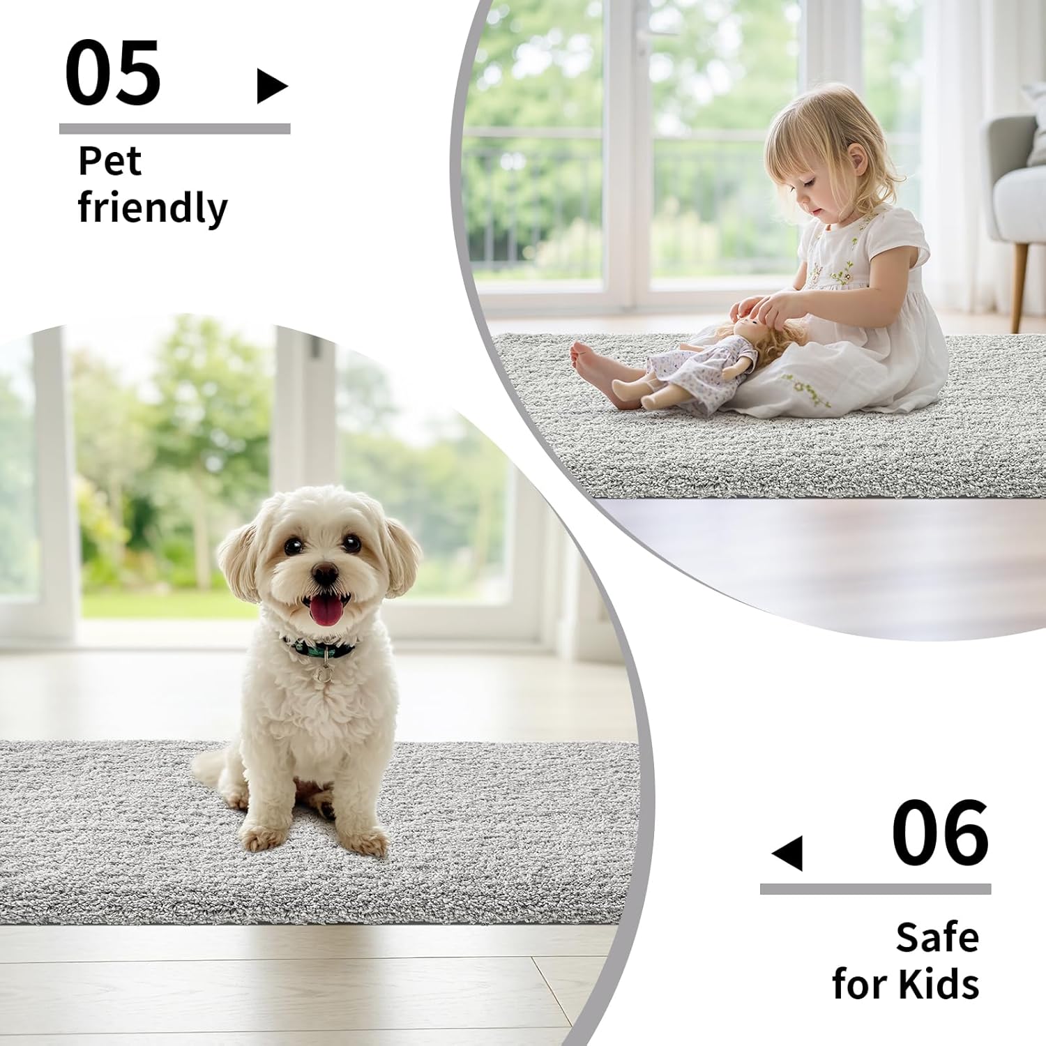 Small Bathroom Rug 17x24 Non Slip Gray Fluffy Bath Mat for Bathroom Floor Washable Plush Luxury Bath Rug for Tub Soft Shaggy Absorbent Shower Mat - Image 9