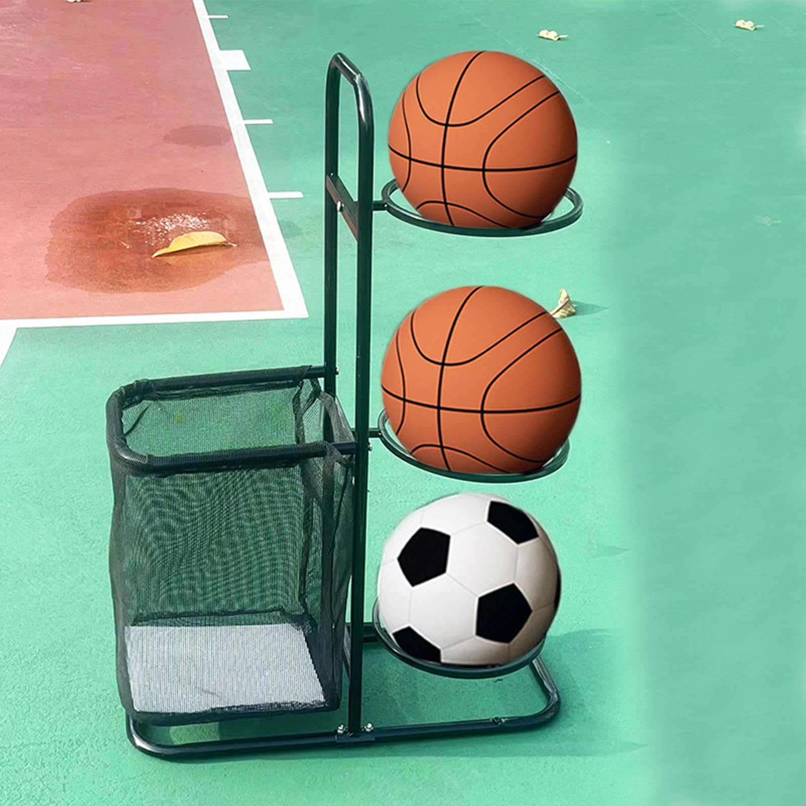 Organizzatore per attrezzature sportive da garage, portaoggetti per garage, cestino per porta palloni, di organizer sportivo con capacità, organizer flessibile in metallo per