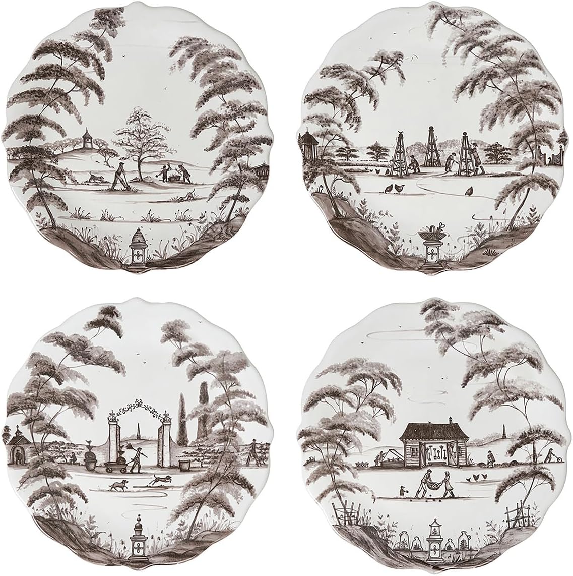 Juliska Country Estate Party Plate Assorted Set/4 - Flint Grey