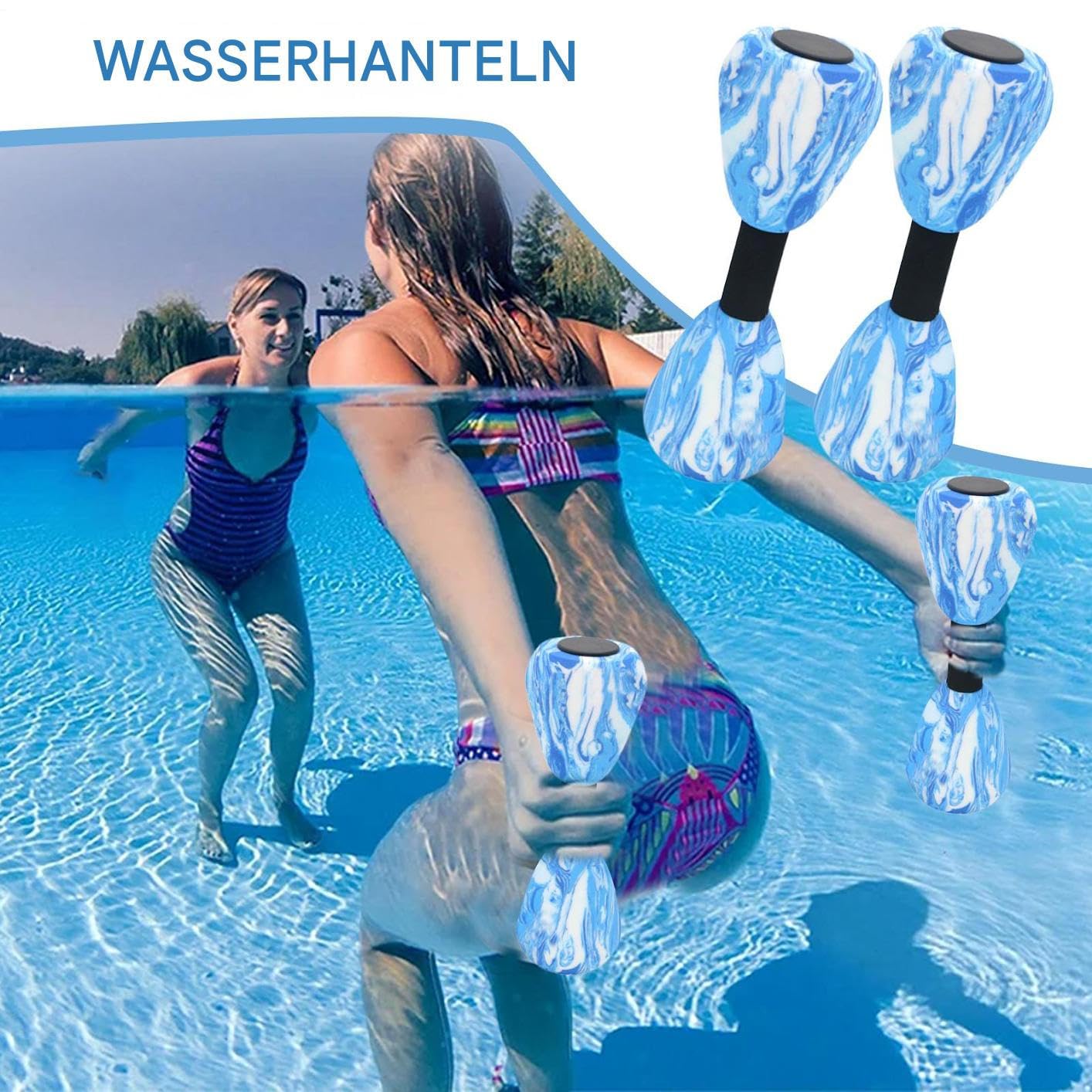 Haltères aquatiques - Pour la gymnastique aquatique et l'entraînement - Équipement de fitness pour la sculpture musculaire en intérieur et en extérieur