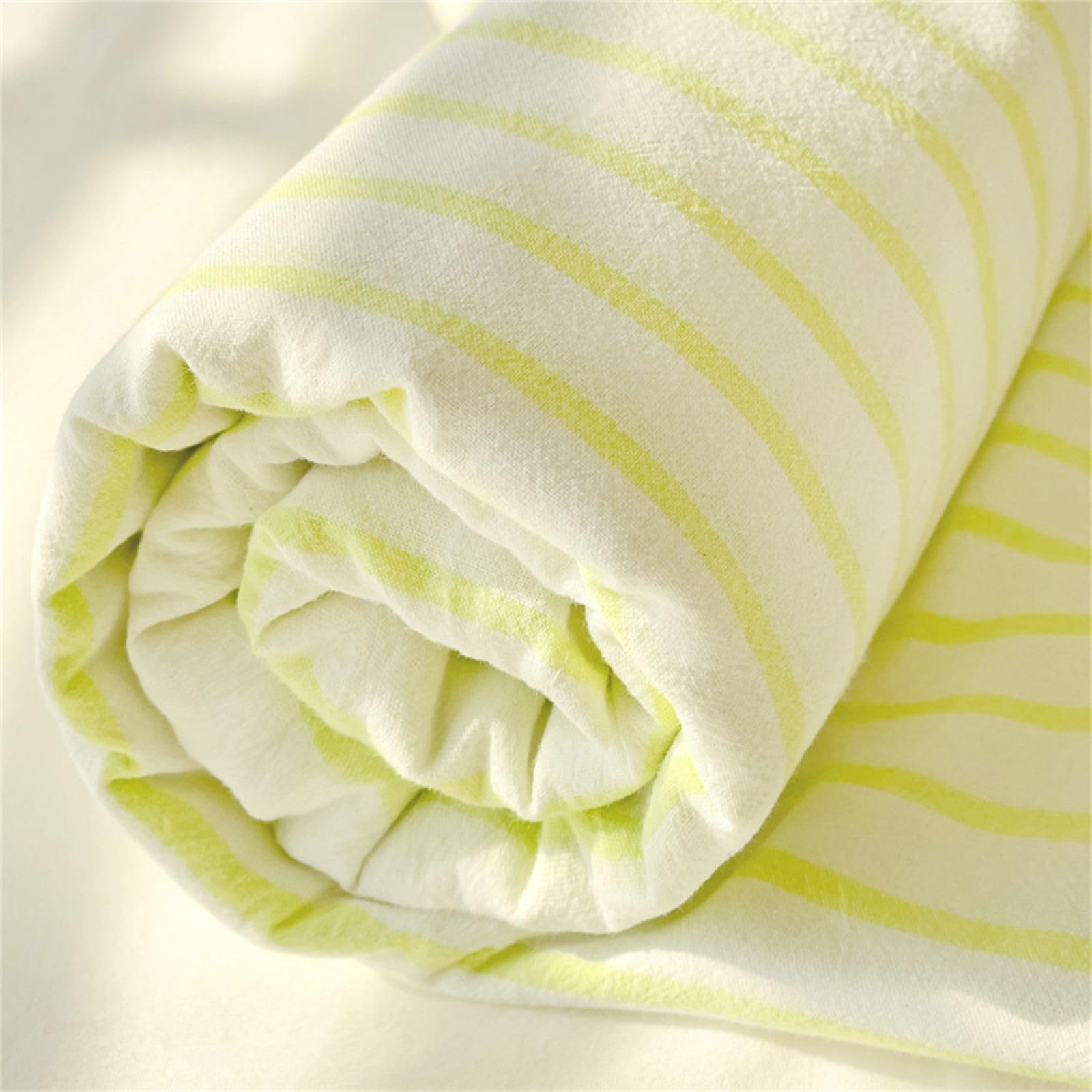 Odot Stripes Simple Style Fitted Sheet with Elastic, Deep Pocket Fitted Sheets Soft Microfibre Bed Sheets Fade Resistant Easy Care Fitted Bed Sheet for Single Double King Size (120x200cm,Green)