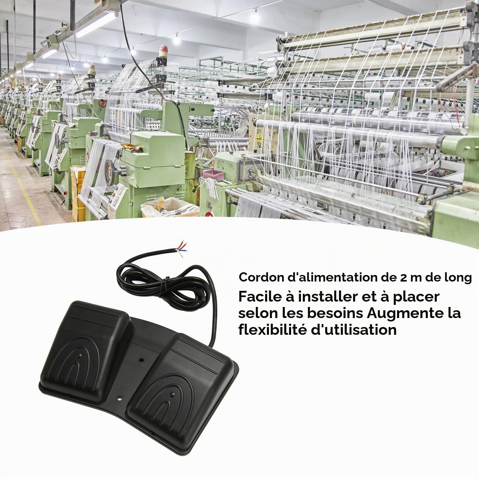 Double Interrupteur au Pied, Pédale Puissante à 2 Fils, Autobloquante pour équipements Industriels