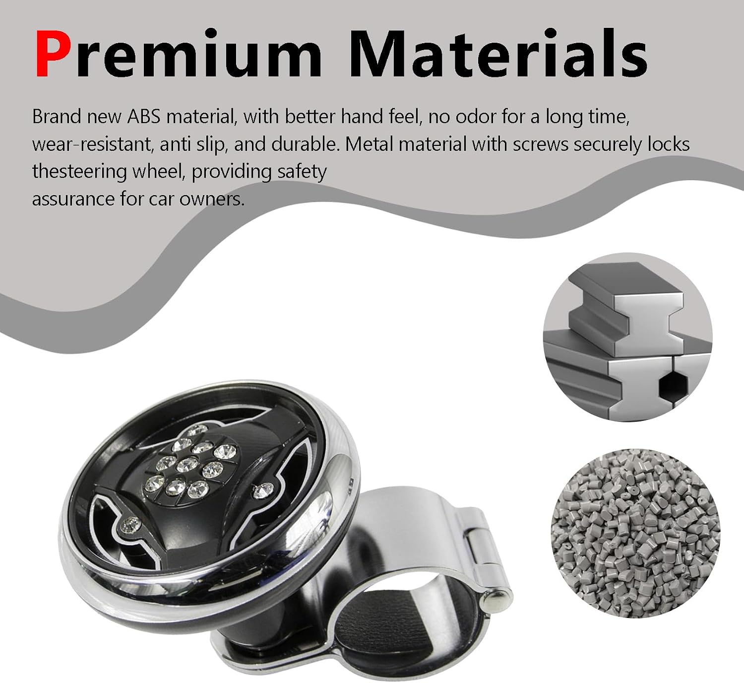 Steering Wheel Knob, Steering Wheel Ball, Universal Power Ball Spinner Knob with Smooth Ball Bearing for Easy Steering Assist and Control, Car Handle Spinner for Most Vehicles (Black)