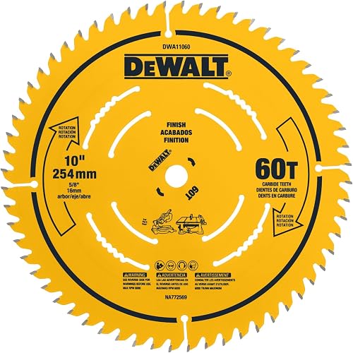 DEWALT Table Saw Blade, 10 in, 60 Tooth, Fine Finish, Ultra Sharp Carbide (DWA11060)