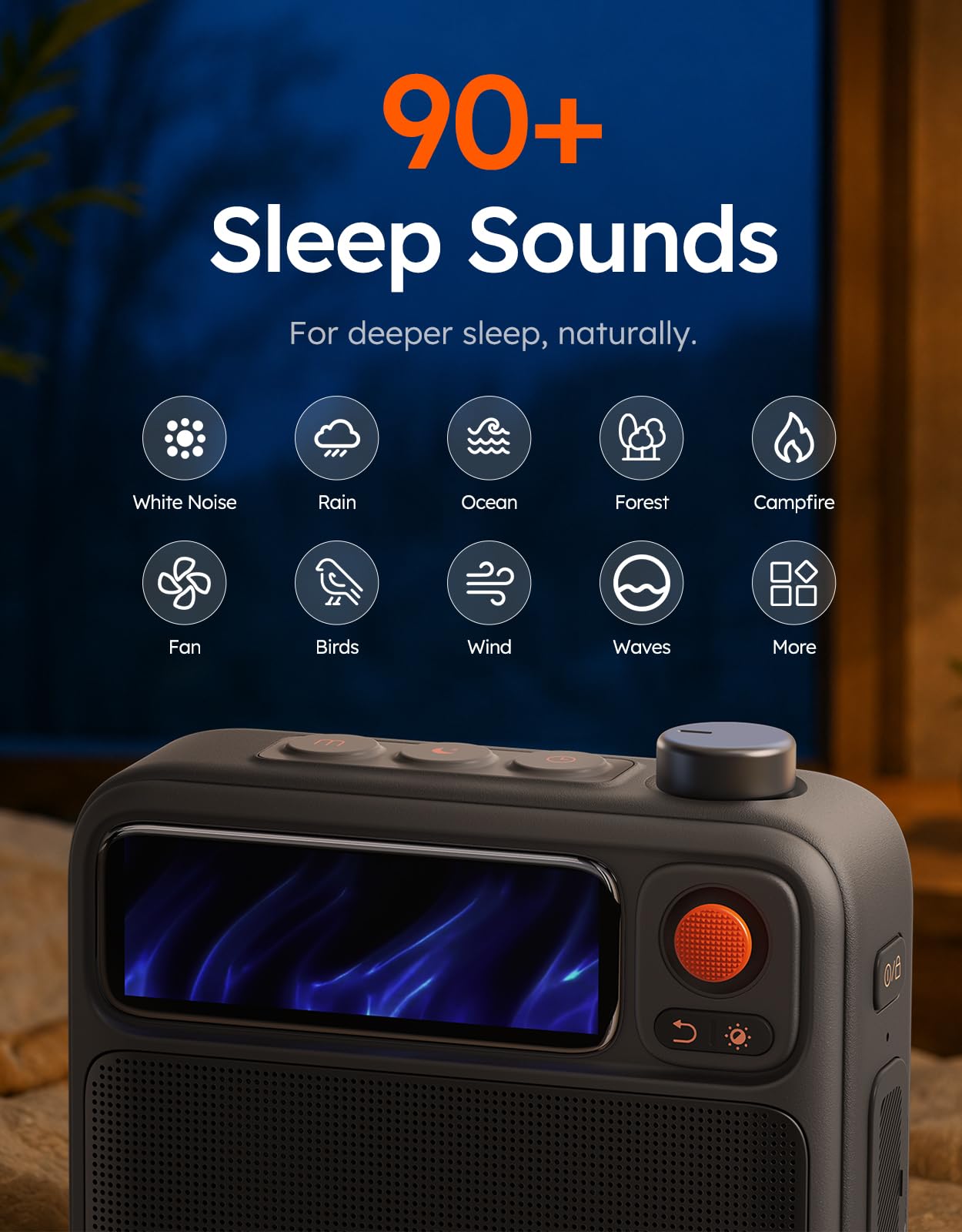 Divoom FlowToo Schlafsound Maschine mit Bluetooth-Lautsprecher, Weißes Rauschen, 90+ Schlafsounds, Pixel-Display, Wecker & Timer für Schlafzimmer und Home Office
