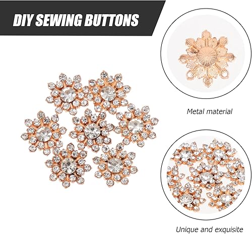 Miniatura 7 de Botones de copo de nieve de Navidad, botones de diamantes de imitación de perlas, botones de flores con parte trasera plana, botones de perlas para