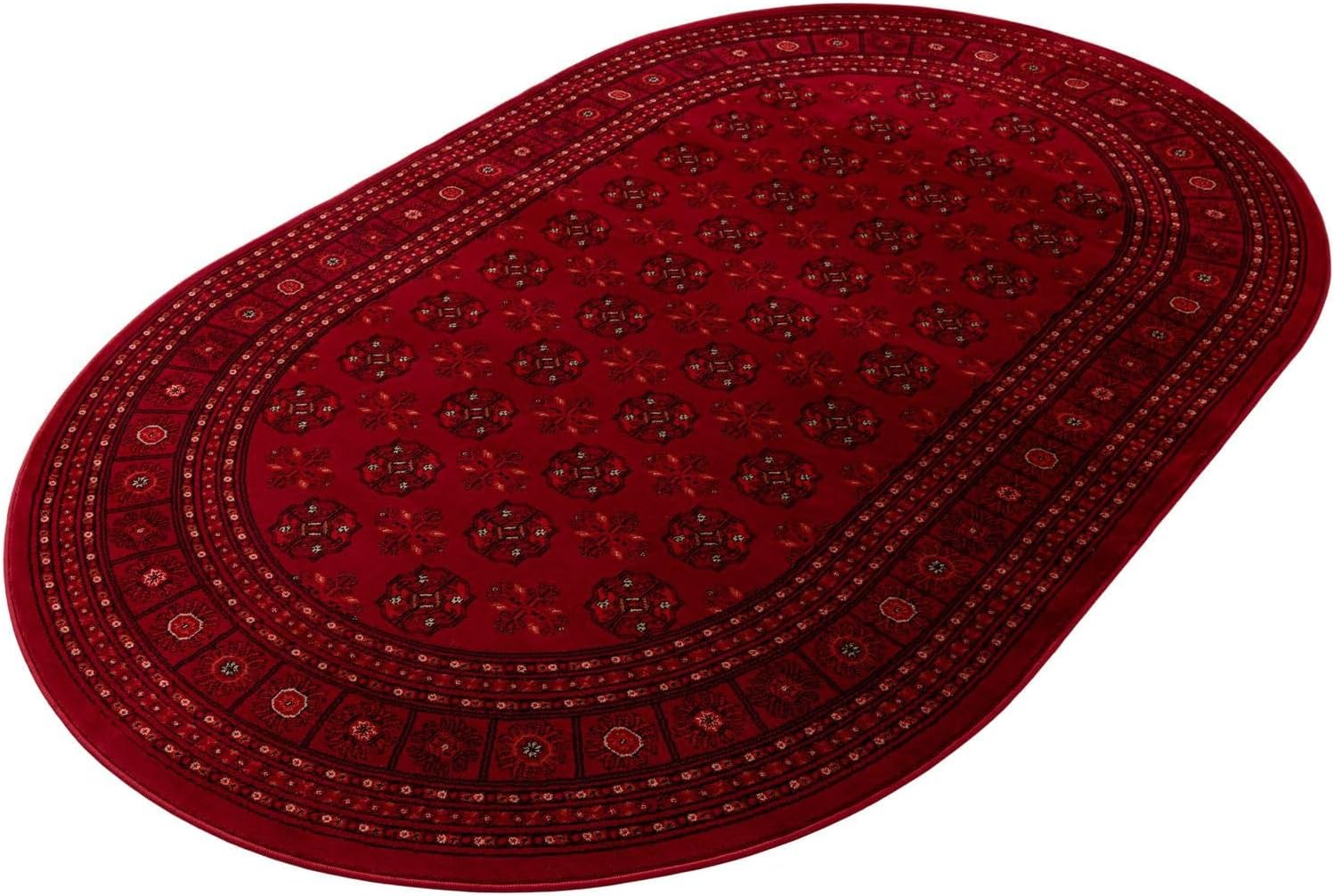 Rugs.com Bokhara Collection Rug – 5x8 Oval Red Medium-Pile Rug Perfect for Living Rooms, Large Dining Rooms, Open Floorplans